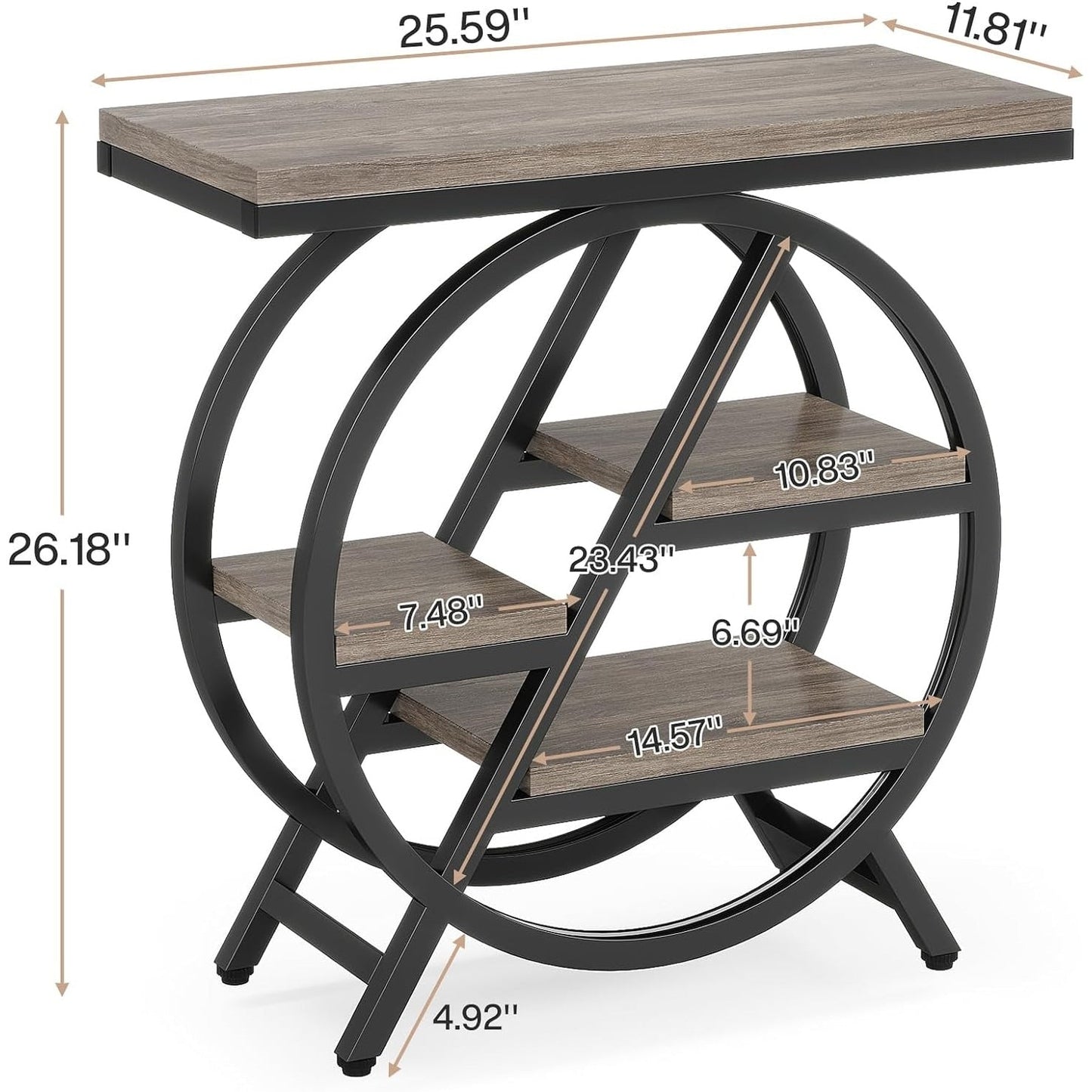 Table d'appoint à 3 niveaux avec rangement pour salon