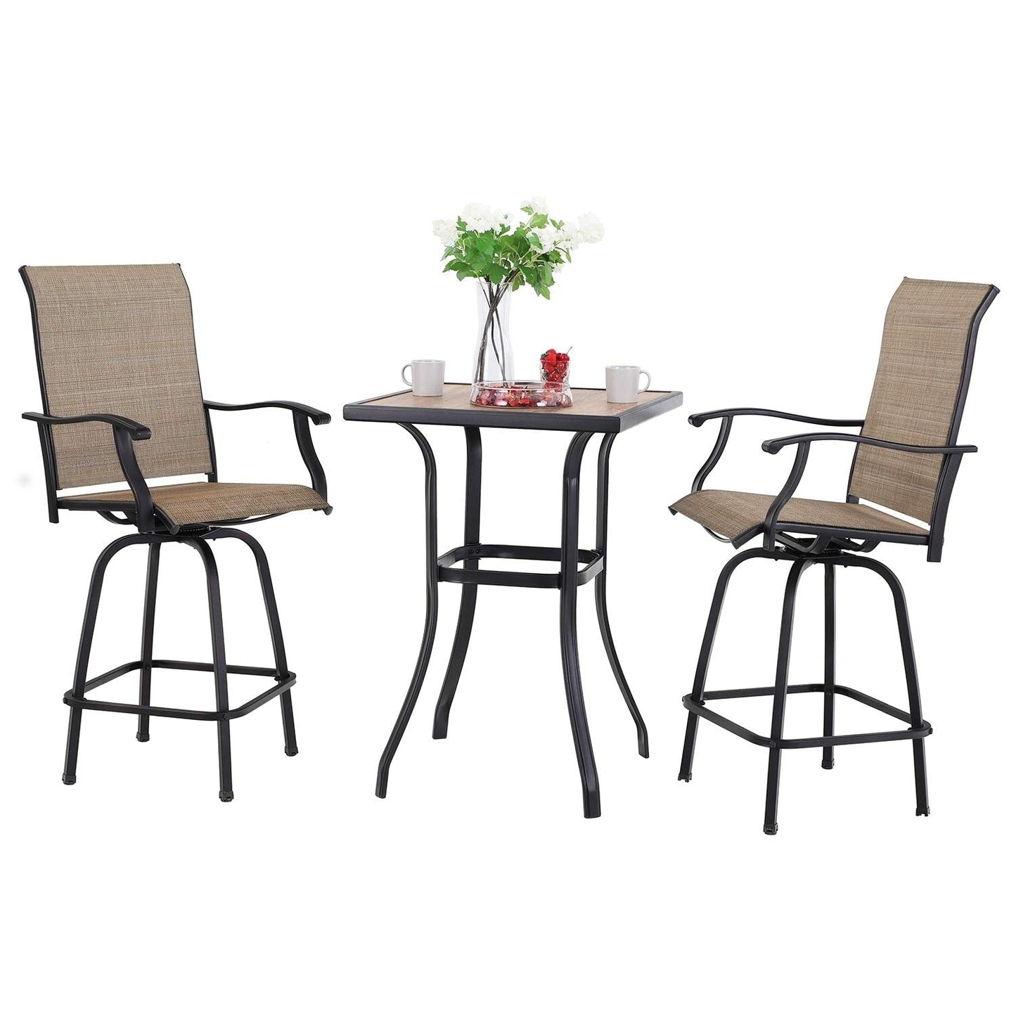 Ensemble de 3 tabourets de bar pivotants et table bistro d'extérieur MAISON?ARTS