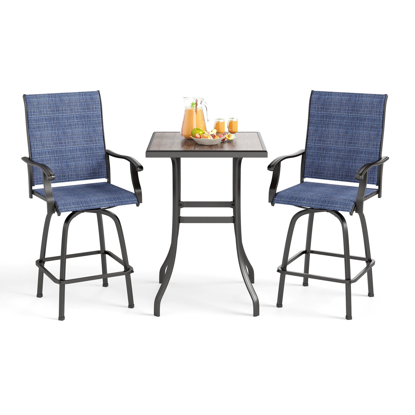 Ensemble de 3 tabourets de bar pivotants et table bistro d'extérieur MAISON?ARTS