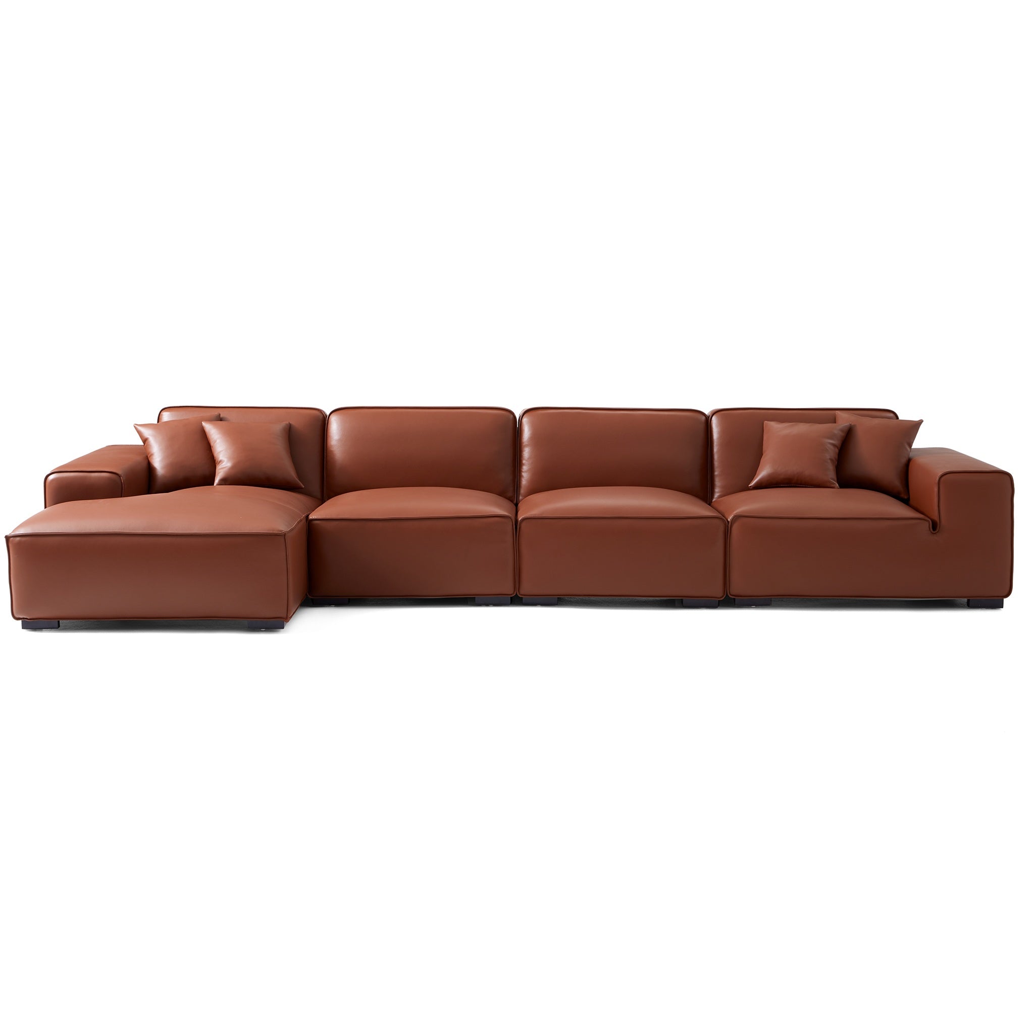 Domus Modular Beige Leather Sectional Sofa