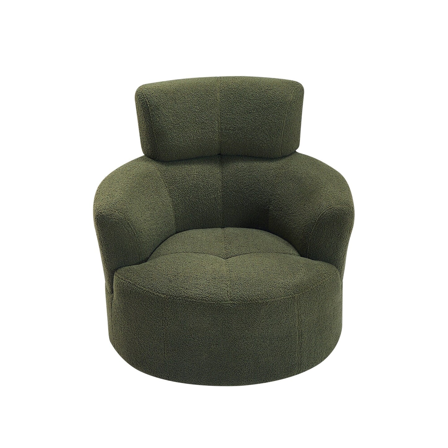 Fauteuil pivotant à 360°, fauteuil tonneau rembourré avec appui-tête réglable, fauteuil rond pivotant moderne pour salon