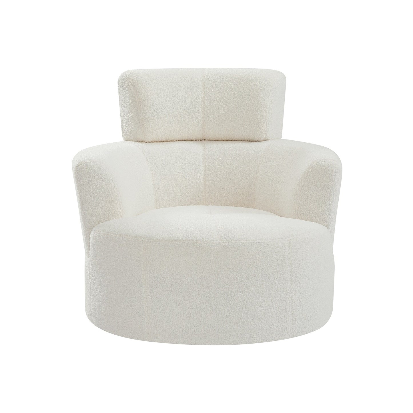 Fauteuil pivotant à 360°, fauteuil tonneau rembourré avec appui-tête réglable, fauteuil rond pivotant moderne pour salon