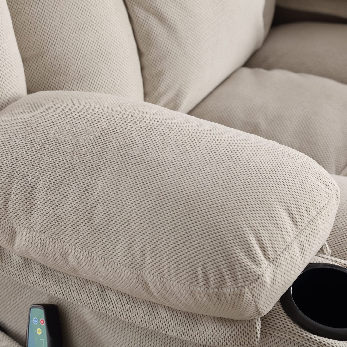Fauteuil inclinable chauffant et massant pivotant à 360° avec chargement USB, porte-gobelets, rangement latéral et revêtement en polaire moelleux