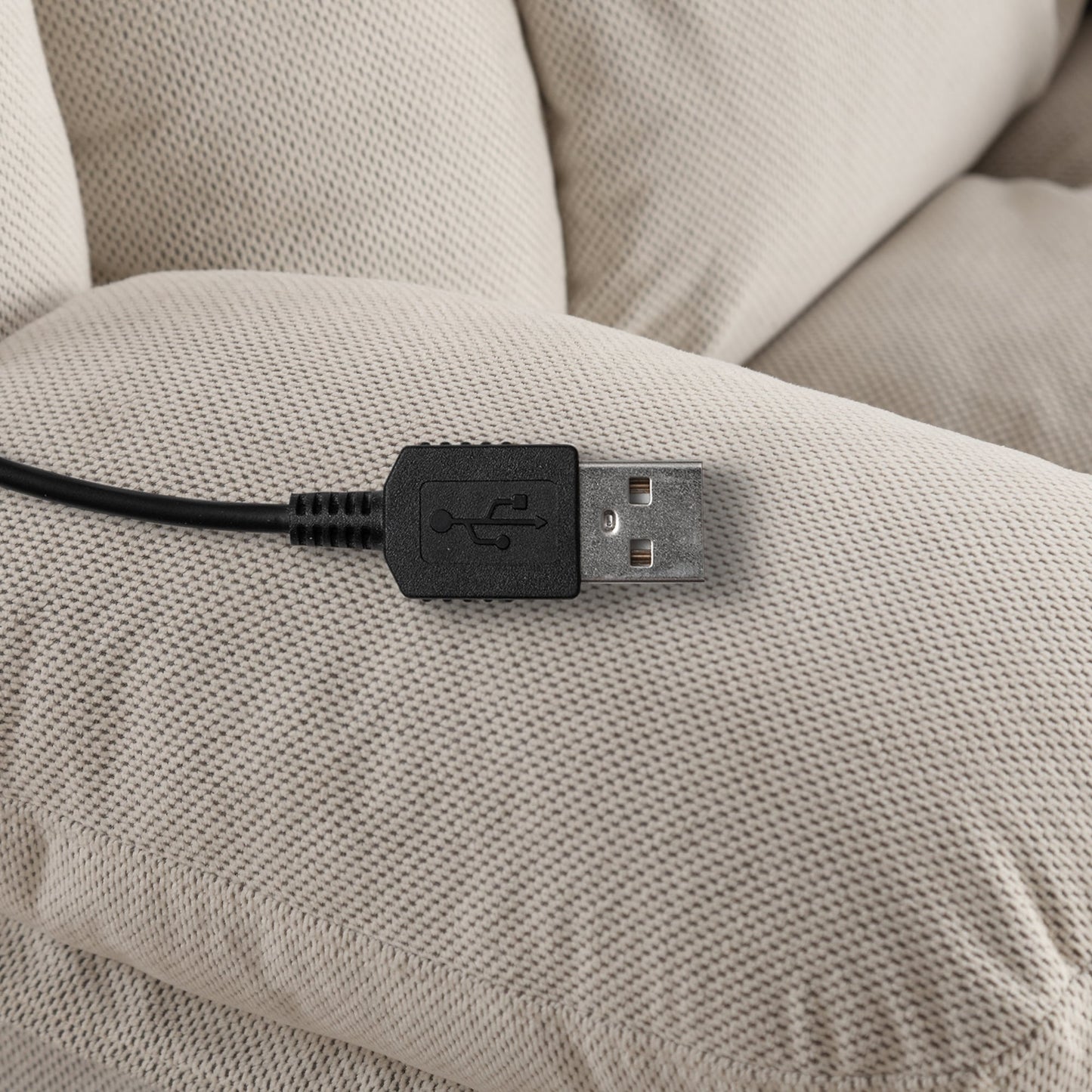 Fauteuil inclinable chauffant et massant pivotant à 360° avec chargement USB, porte-gobelets, rangement latéral et revêtement en polaire moelleux