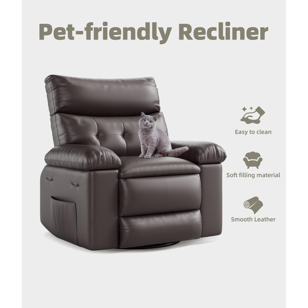 Fauteuils inclinables surdimensionnés pivotants à 360° avec chauffage et massage - Fauteuil inclinable paresseux