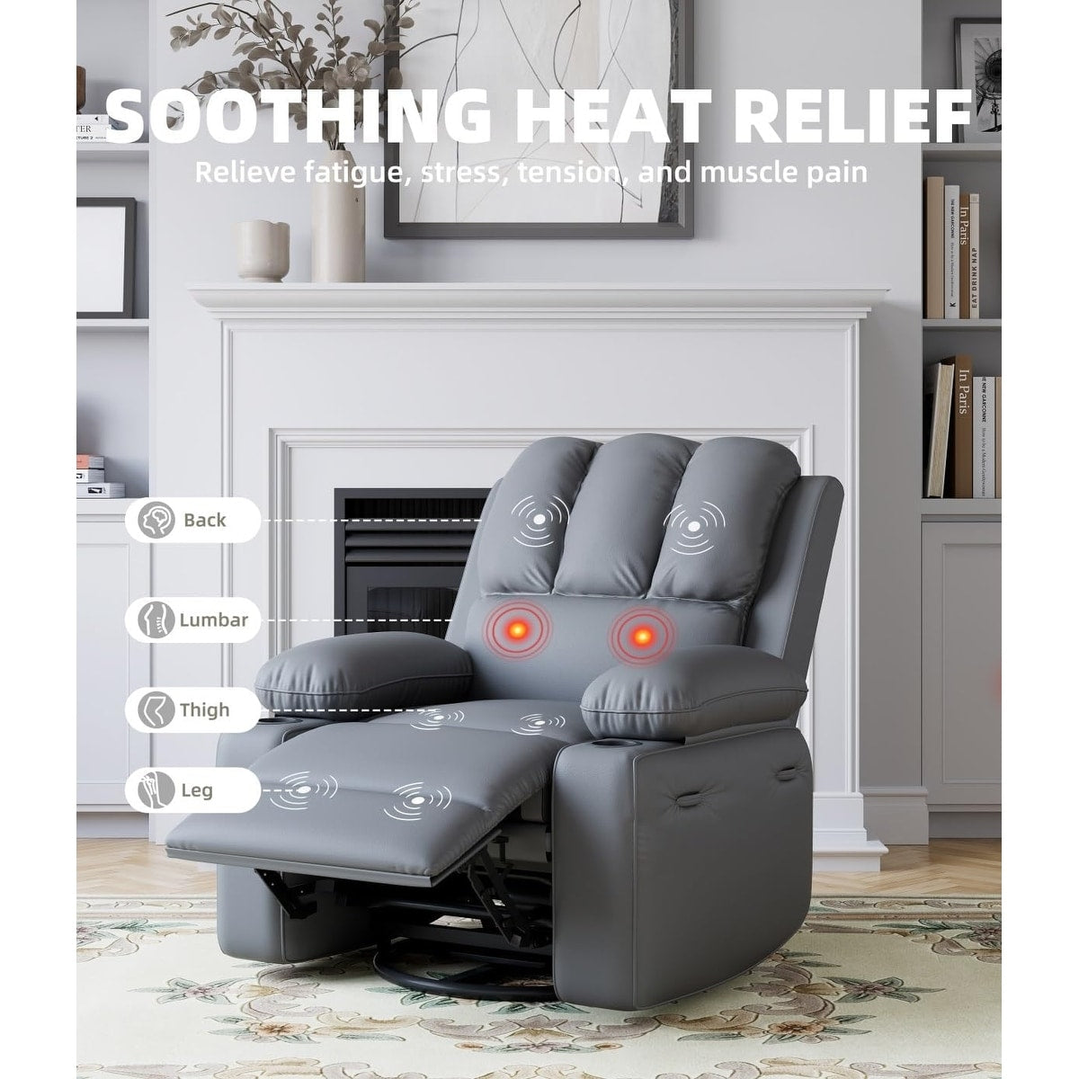 Fauteuils inclinables surdimensionnés pivotants à 360° avec chauffage et massage