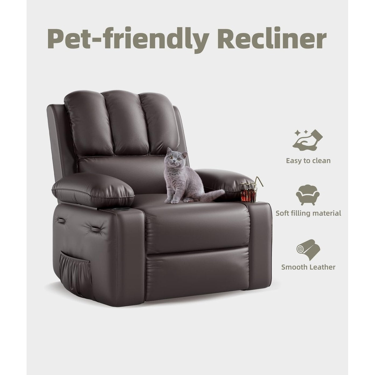 Fauteuils inclinables surdimensionnés pivotants à 360° avec chauffage et massage