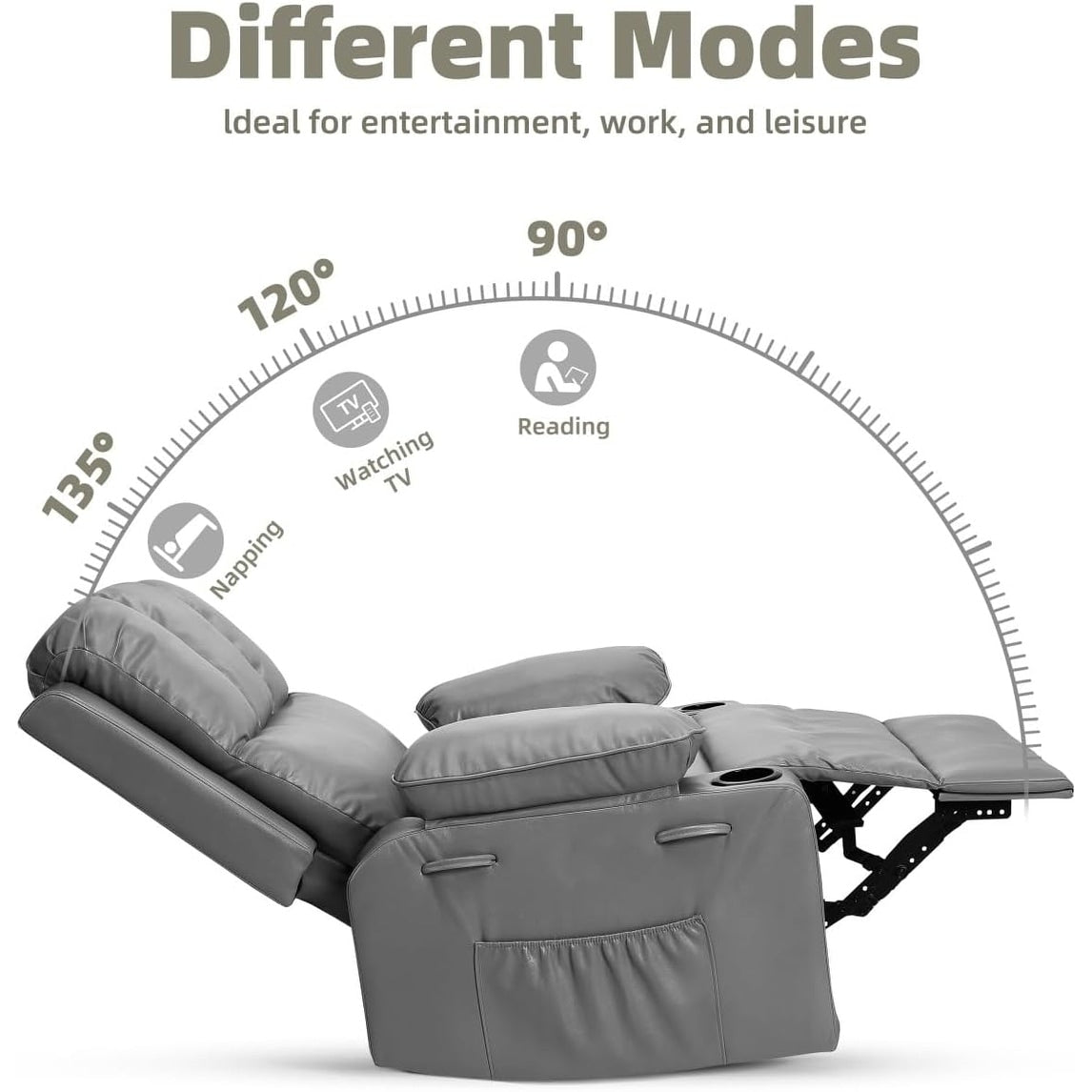 Fauteuils inclinables surdimensionnés pivotants à 360° avec chauffage et massage
