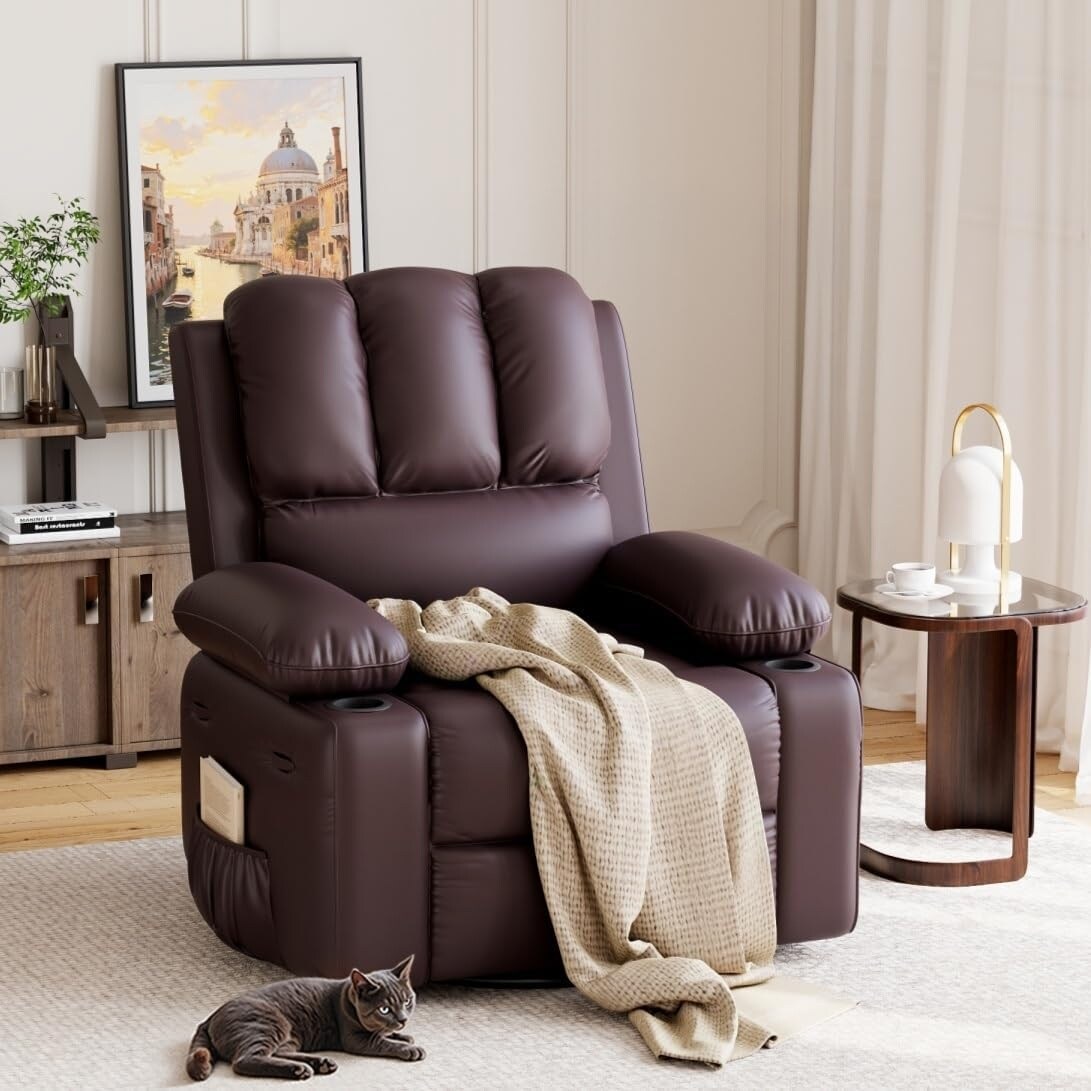 Fauteuils inclinables surdimensionnés pivotants à 360° avec chauffage et massage