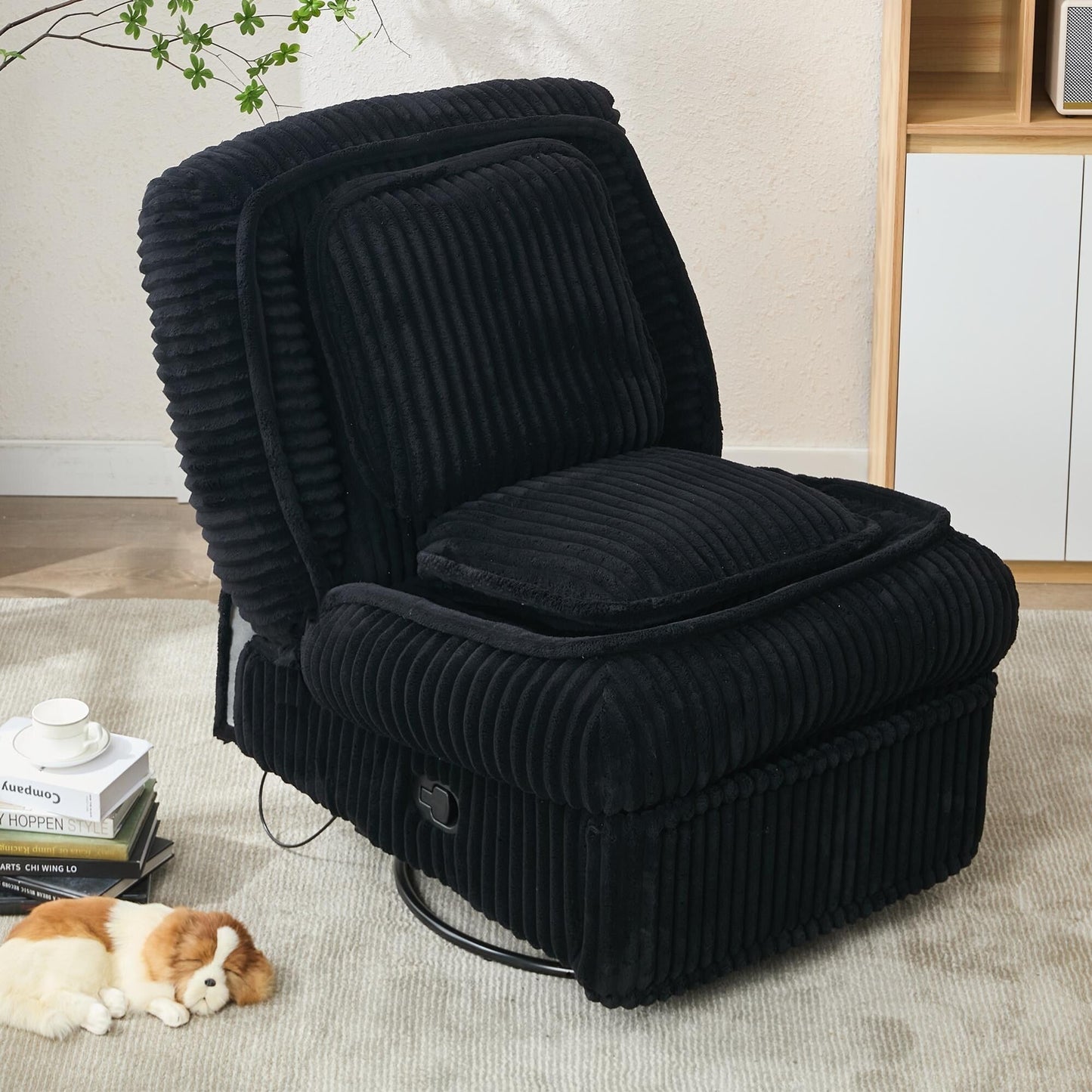 Canapé simple pivotant à 360°, fauteuil inclinable, fauteuil à bascule manuel sans accoudoirs, pour salon ou bureau