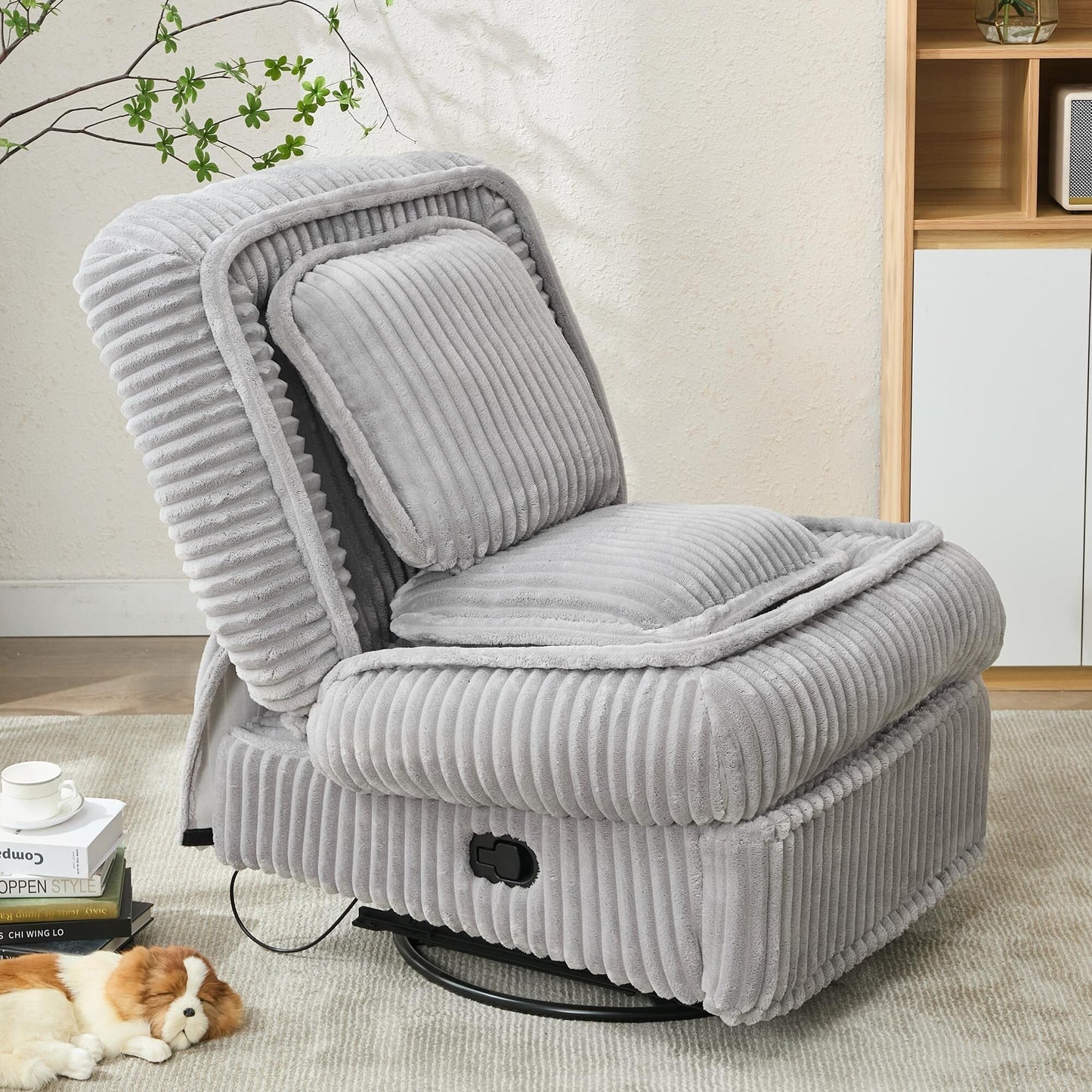 Canapé simple pivotant à 360°, fauteuil inclinable, fauteuil à bascule manuel sans accoudoirs, pour salon ou bureau