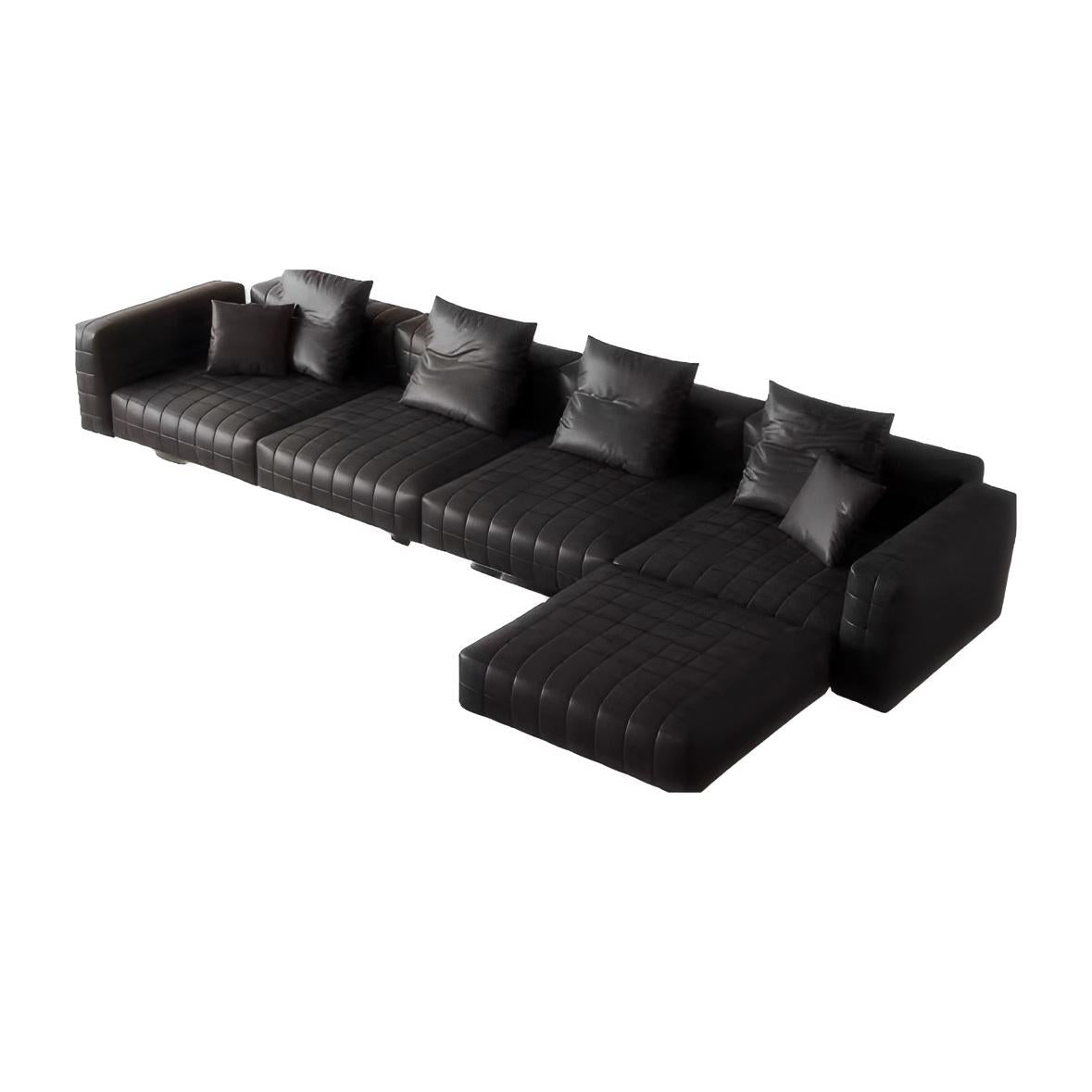 Canapé Matrix en cuir pleine fleur avec pouf