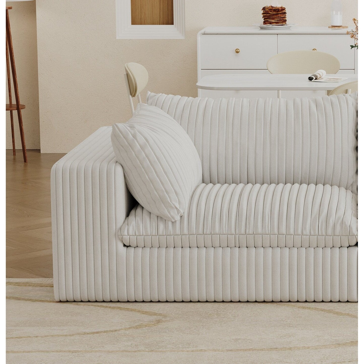 Canapé Cloud 39,8 pouces, tissu velours côtelé, canapés à assise profonde, conception à double couche, coussin amovible, sans assemblage, combinaison à faire soi-même