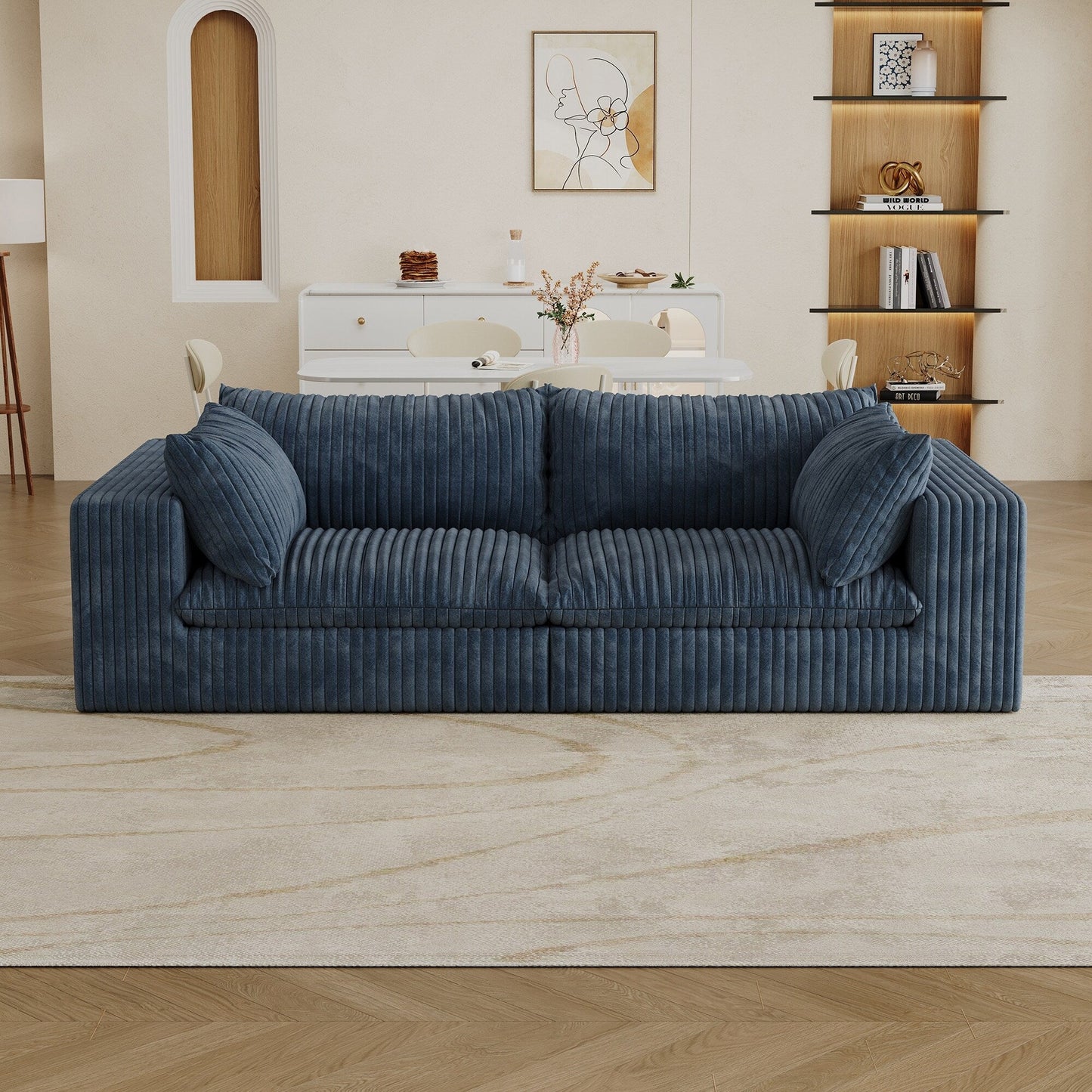Canapé Cloud 39,8 pouces, tissu velours côtelé, canapés à assise profonde, conception à double couche, coussin amovible, sans assemblage, combinaison à faire soi-même