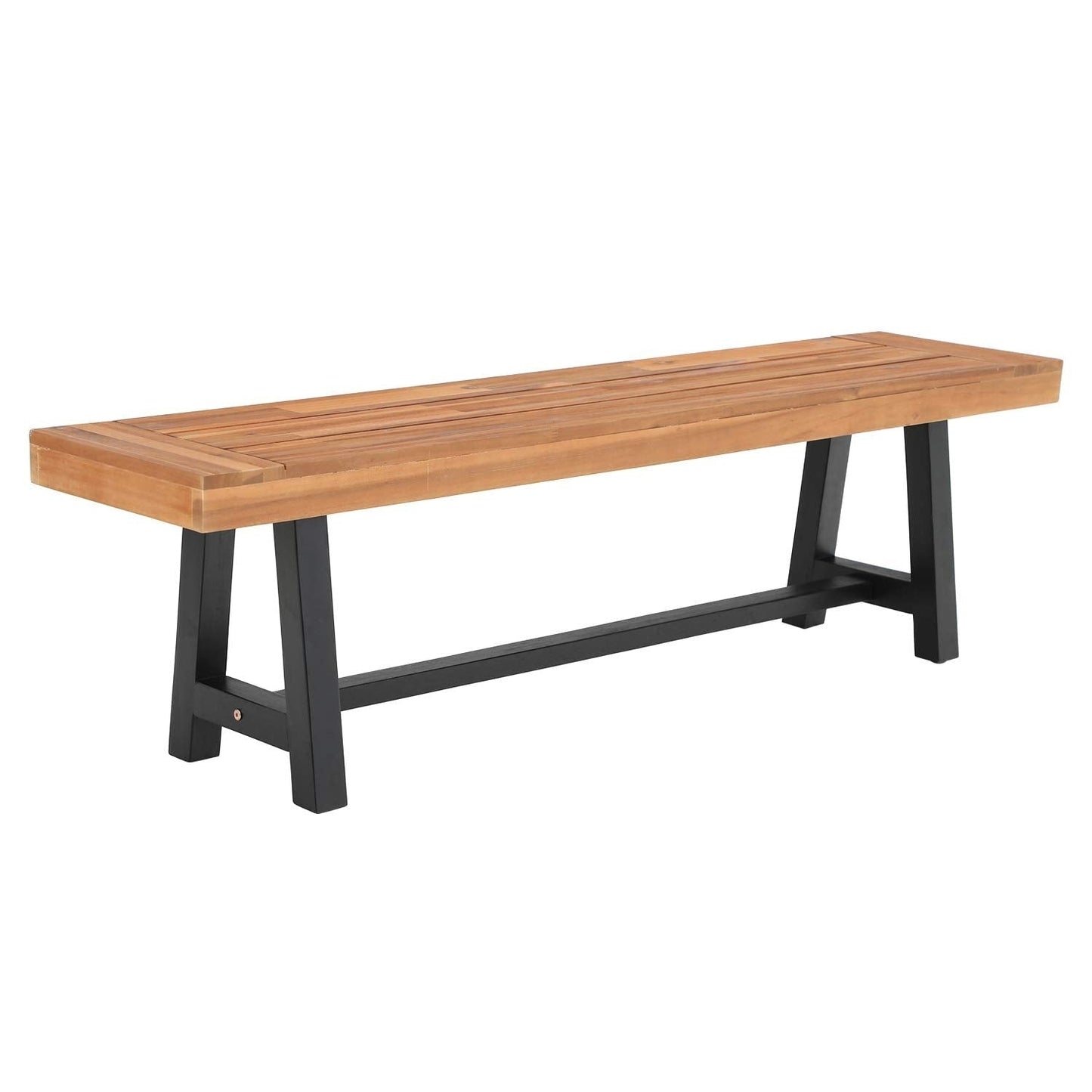 Ensemble de salle à manger d'extérieur 3 pièces MAISON ARTS en bois d'acacia avec 1 table basse rectangulaire pour pique-nique et 2 bancs