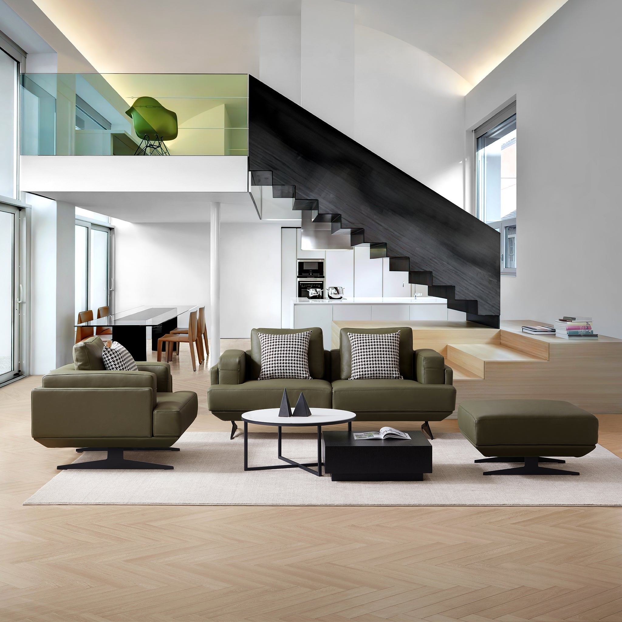 Olivia Top Grain Genuine Leather Sofa Set