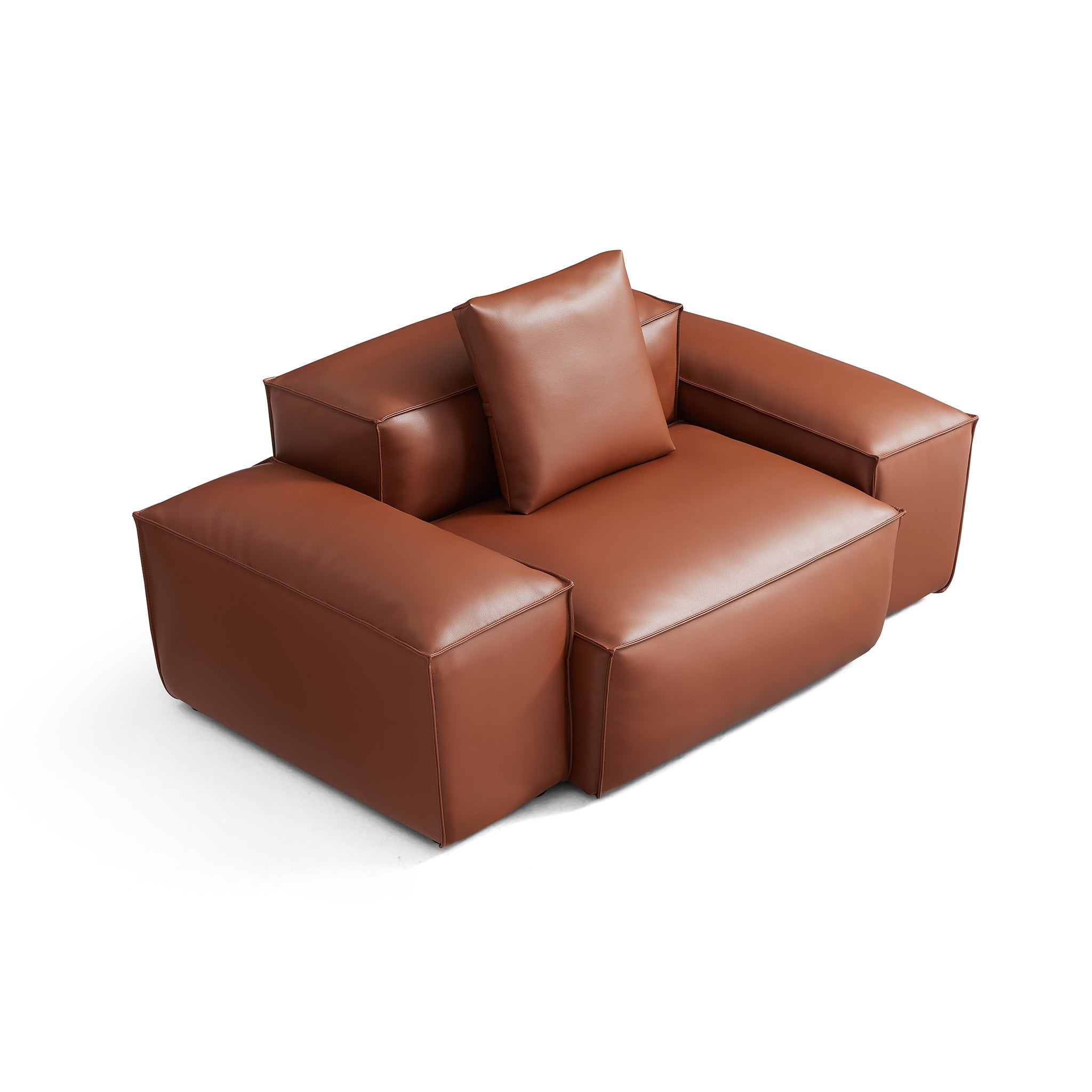 Cube Modular Brown Genuine Leather Armchair