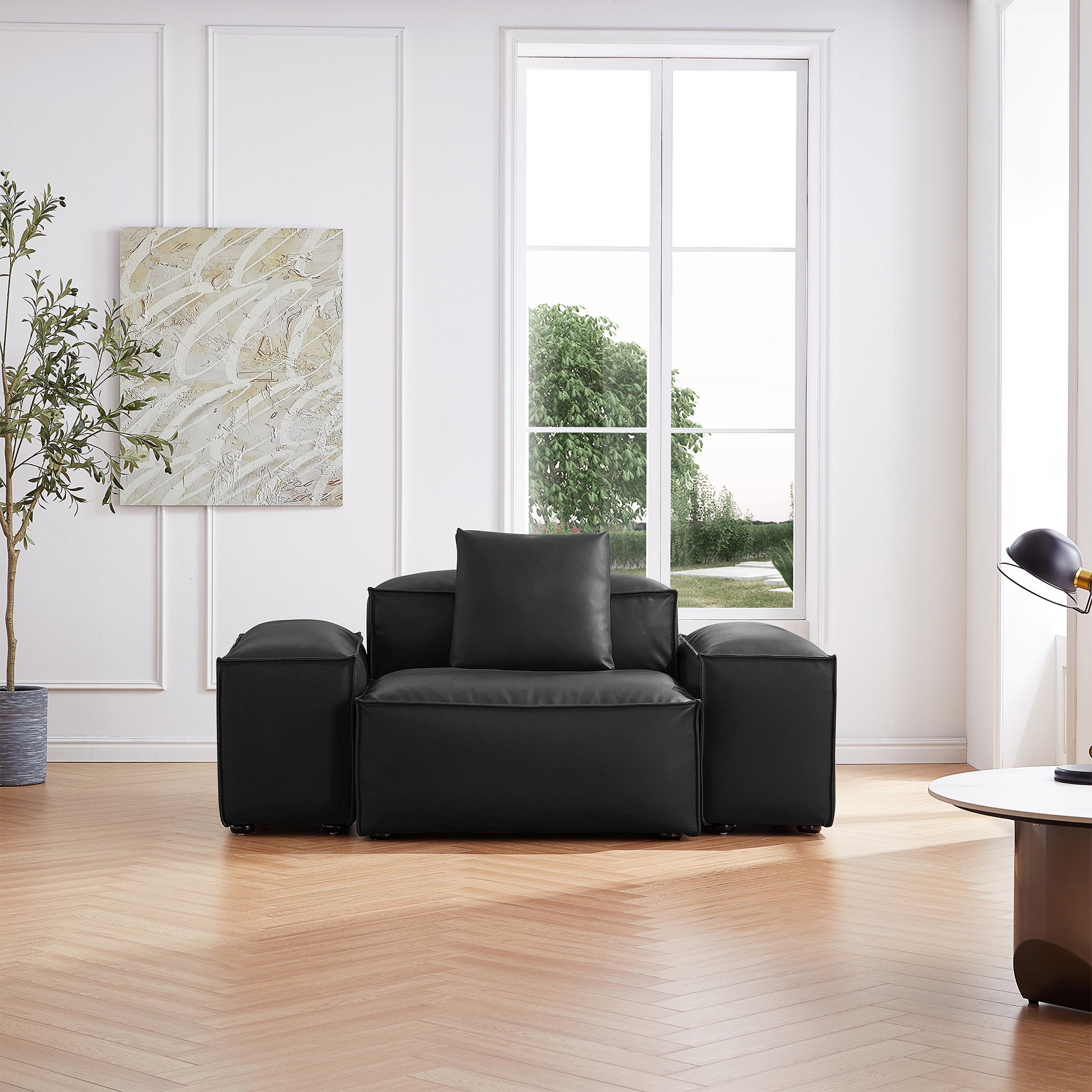 Cube Modular Brown Genuine Leather Armchair