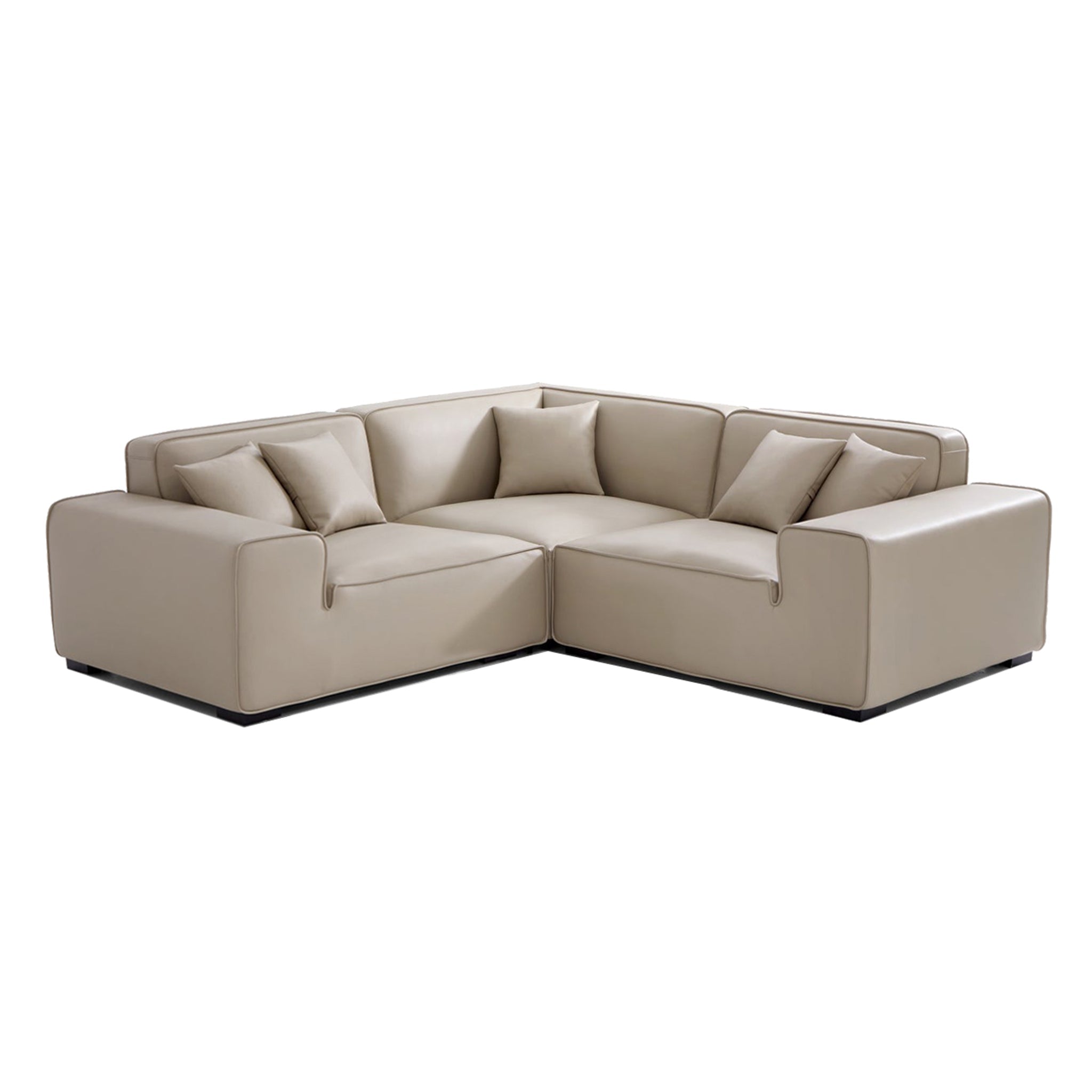 Domus Modular Black Leather L-Shaped Sectional