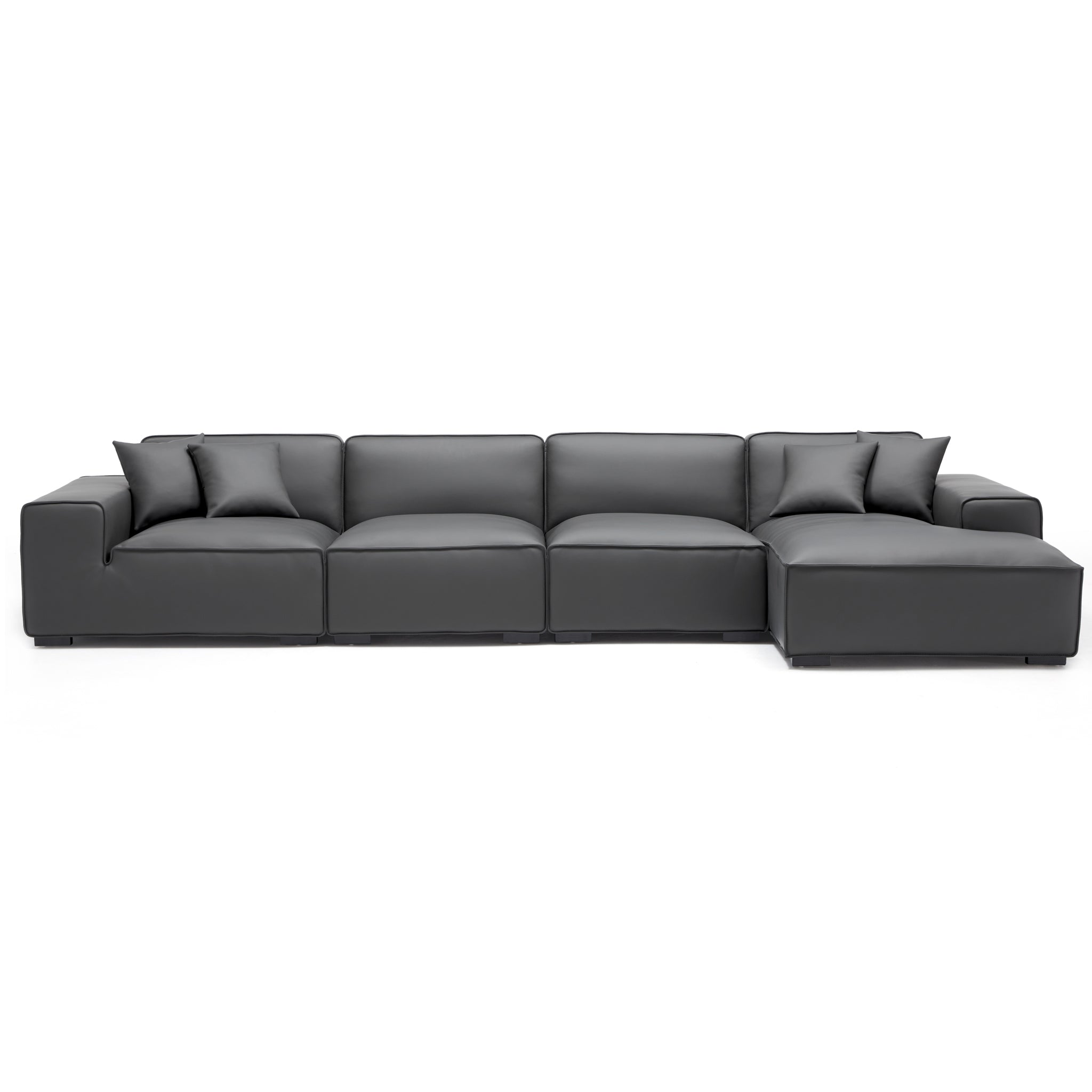 Domus Modular Beige Leather Sectional Sofa