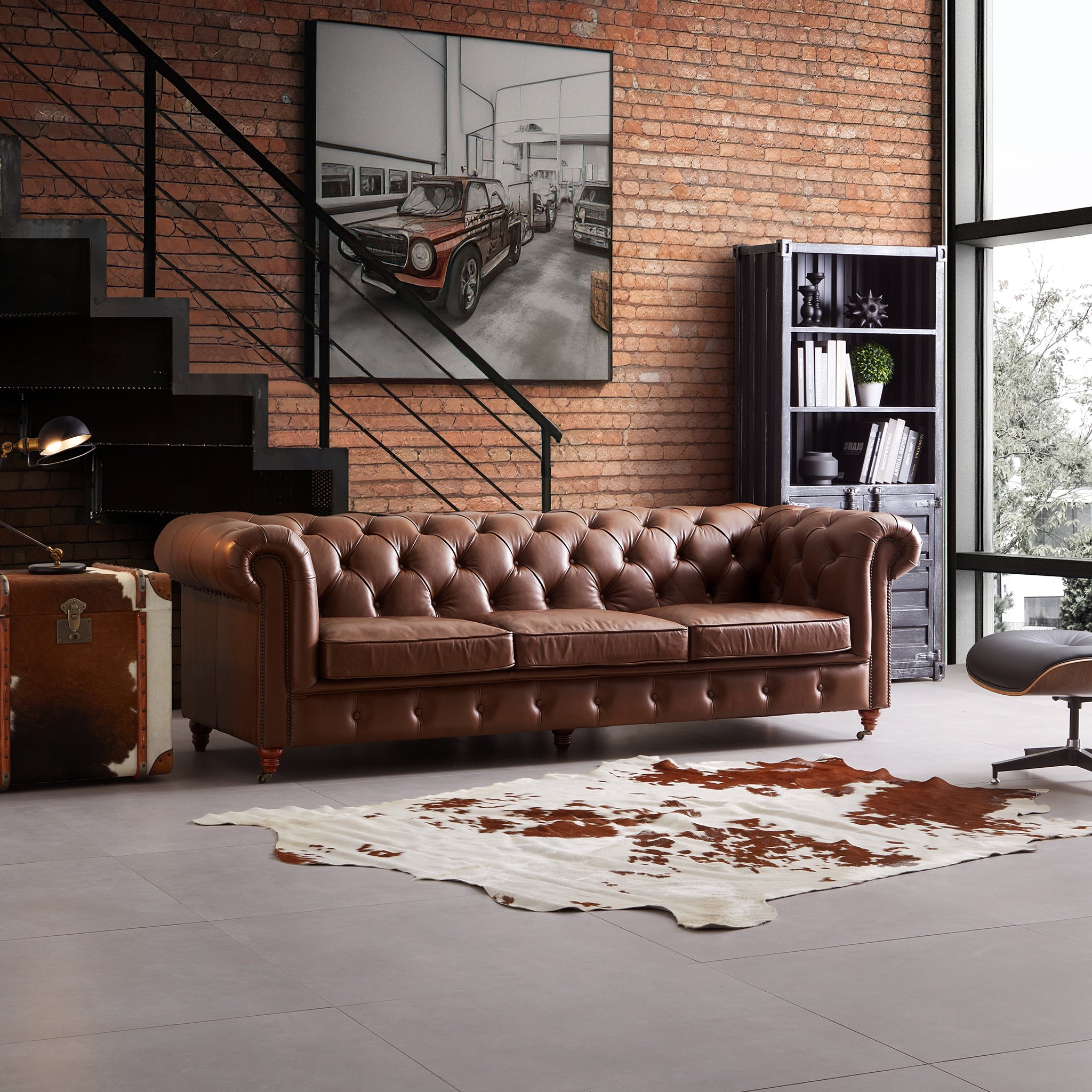 Durango Chesterfield Top Grain Leather Tufted Sofa