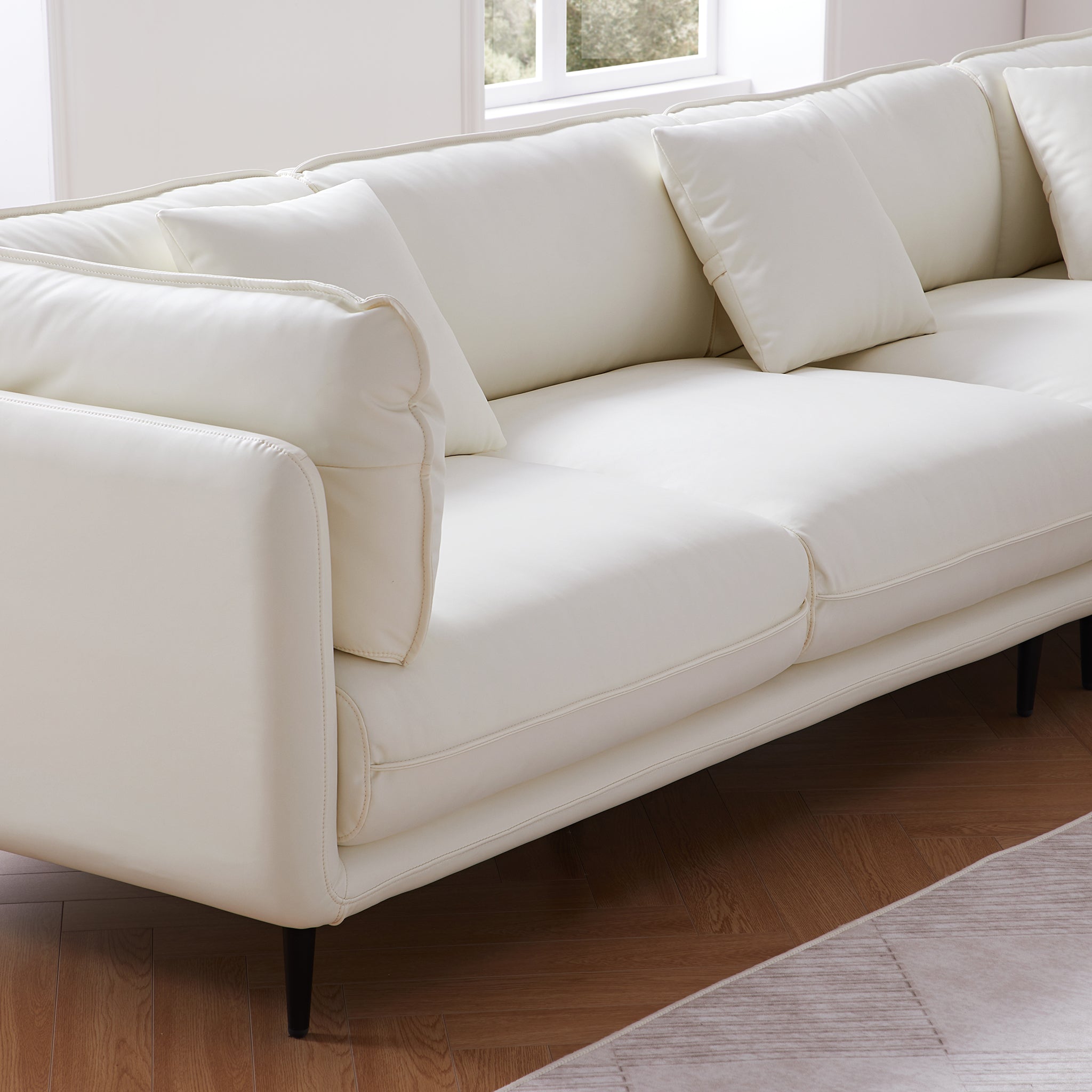 Vanilla White Leather Sectional