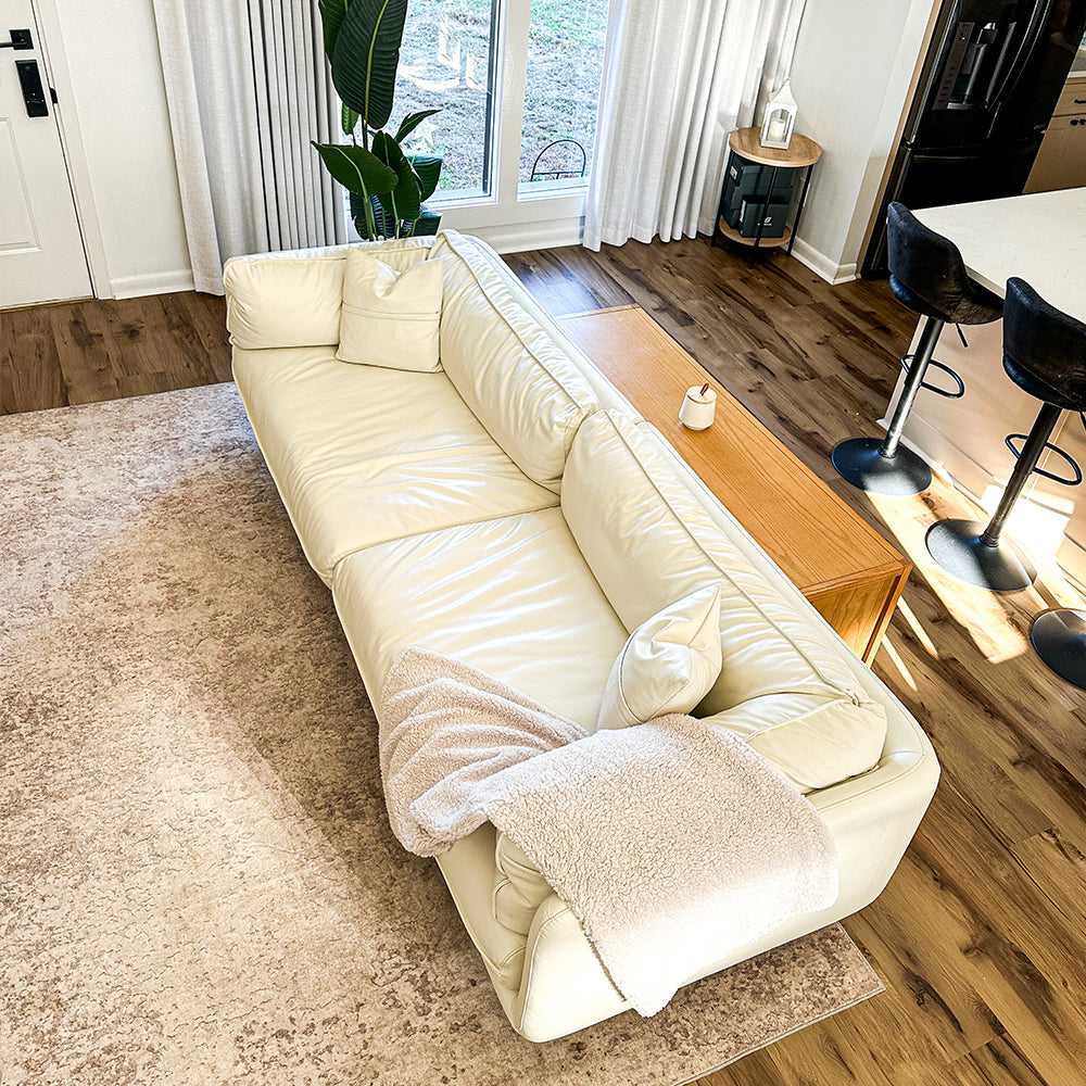 Vanilla White Leather Sofa