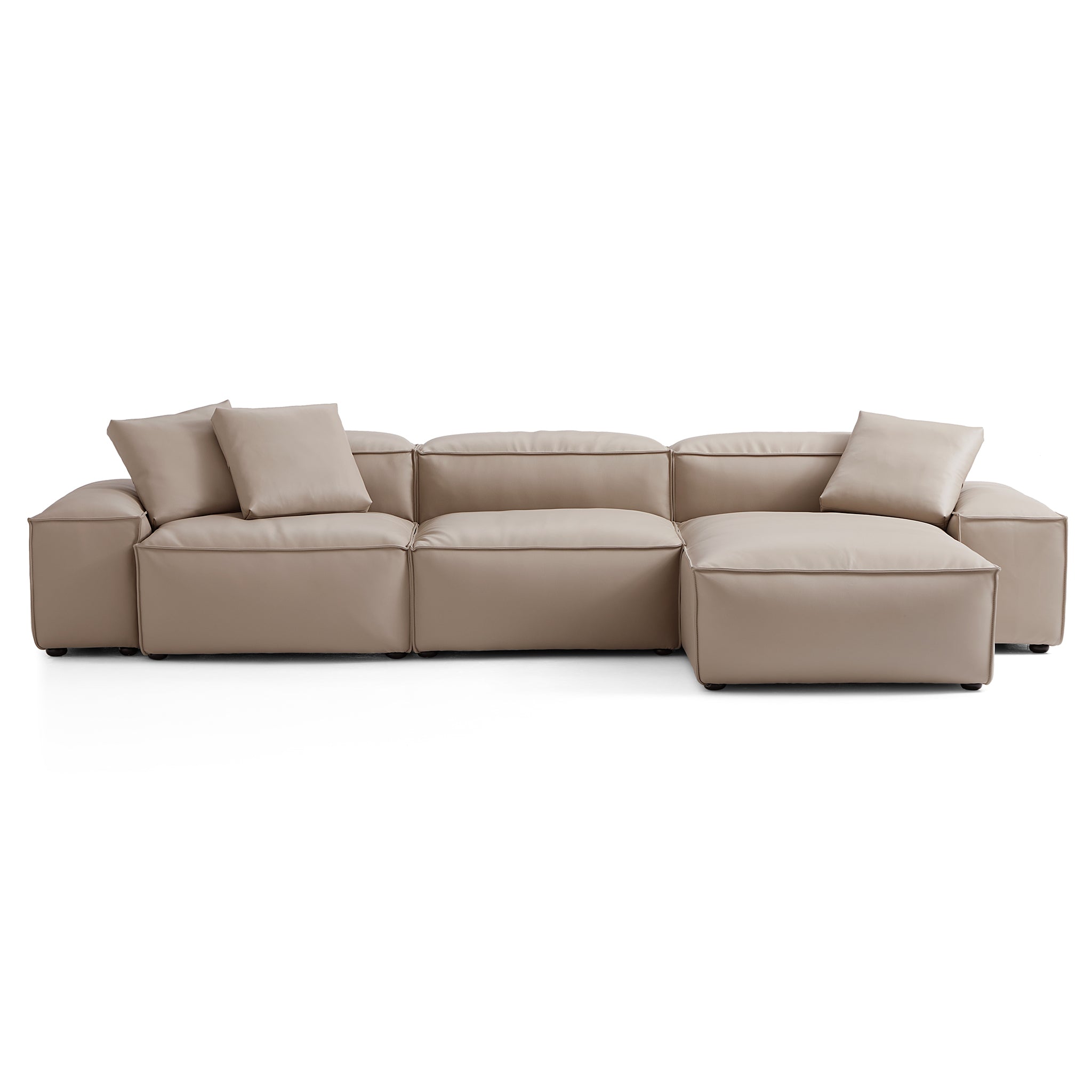 Cube Modular Black Genuine Leather Sectional