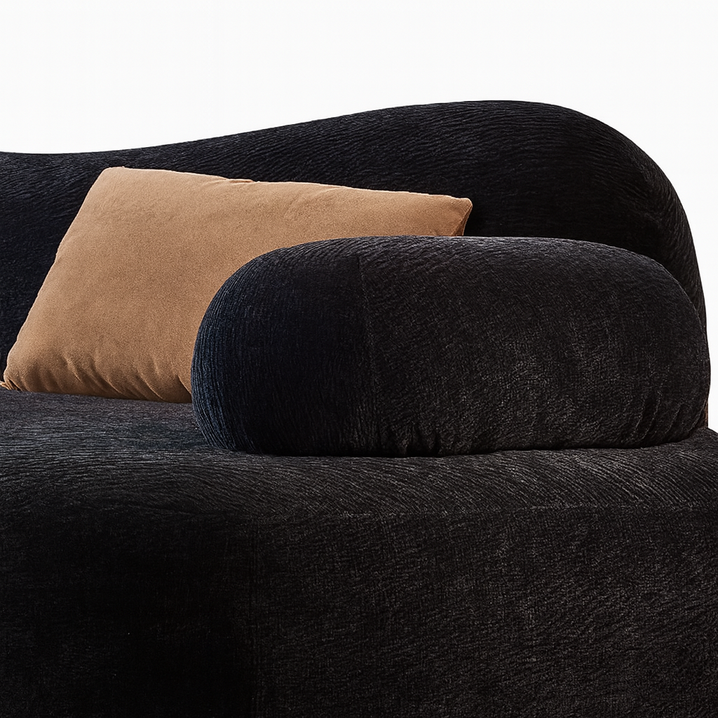 Velvet Curved Sectional Sofa in Midnight Black