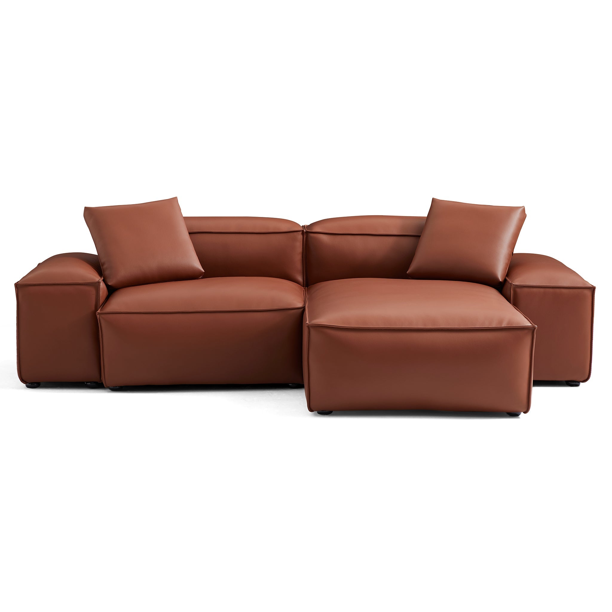 Cube Modular Brown Genuine Leather Sectional