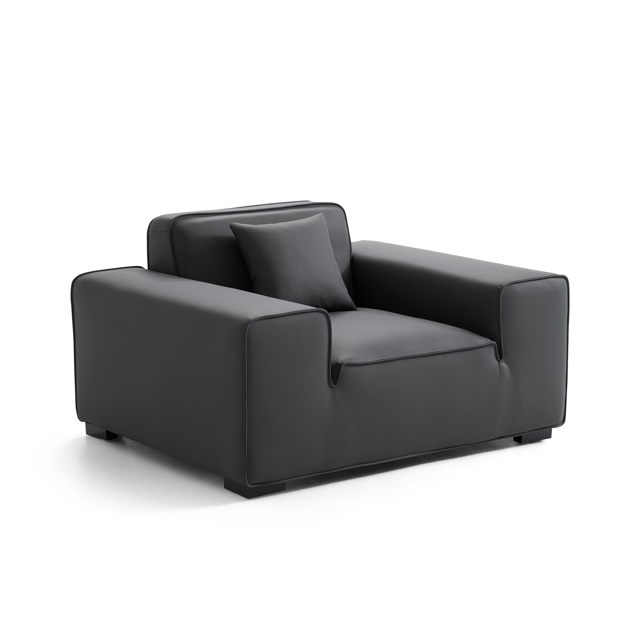 Domus Modular Black Leather Armchair
