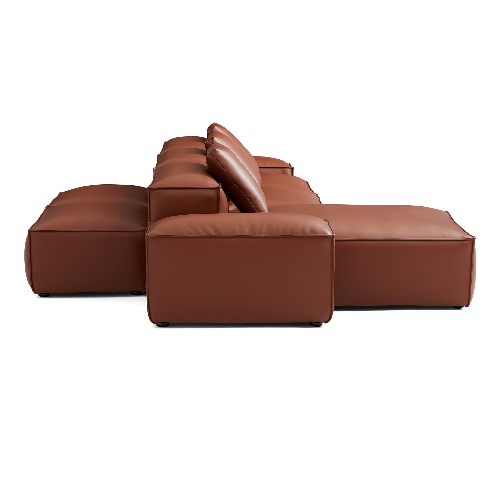 Cube Modular Brown Genuine Leather Double-Sided Sectional