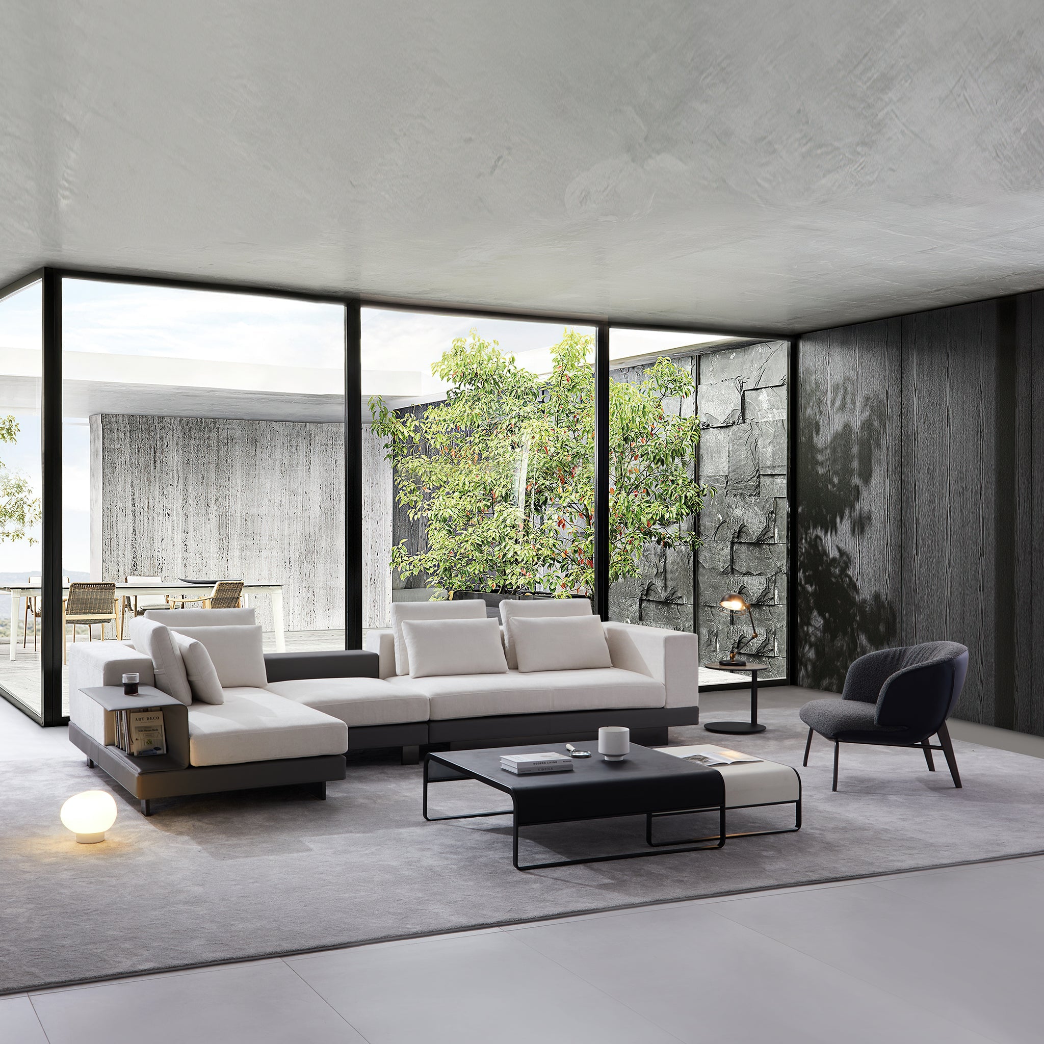 Connery Minimalist White Sectional