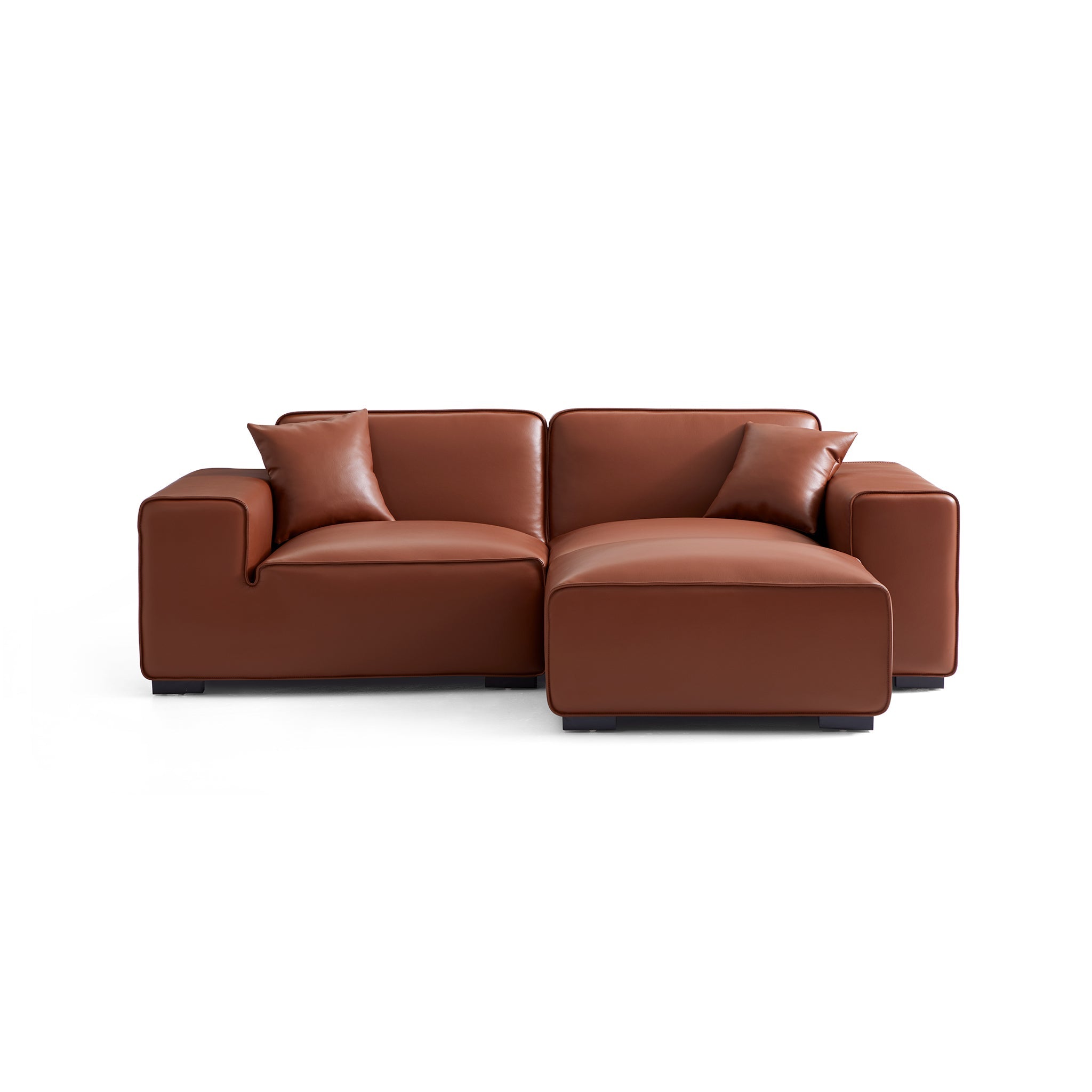 Domus Modular Khaki Leather Sofa and Ottoman
