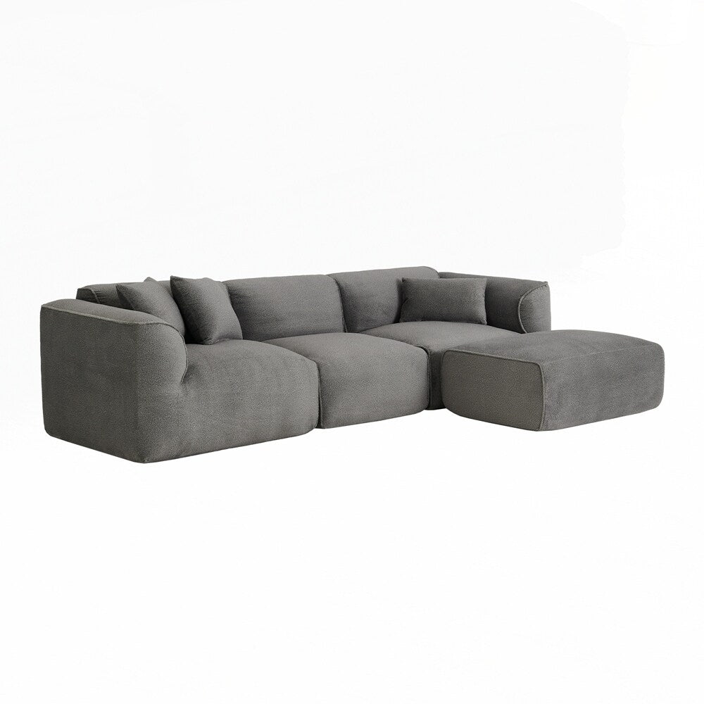Canapé 4 places avec coussins d'assise en éponge pure et repose-pieds amovible comprenant 3 coussins décoratifs