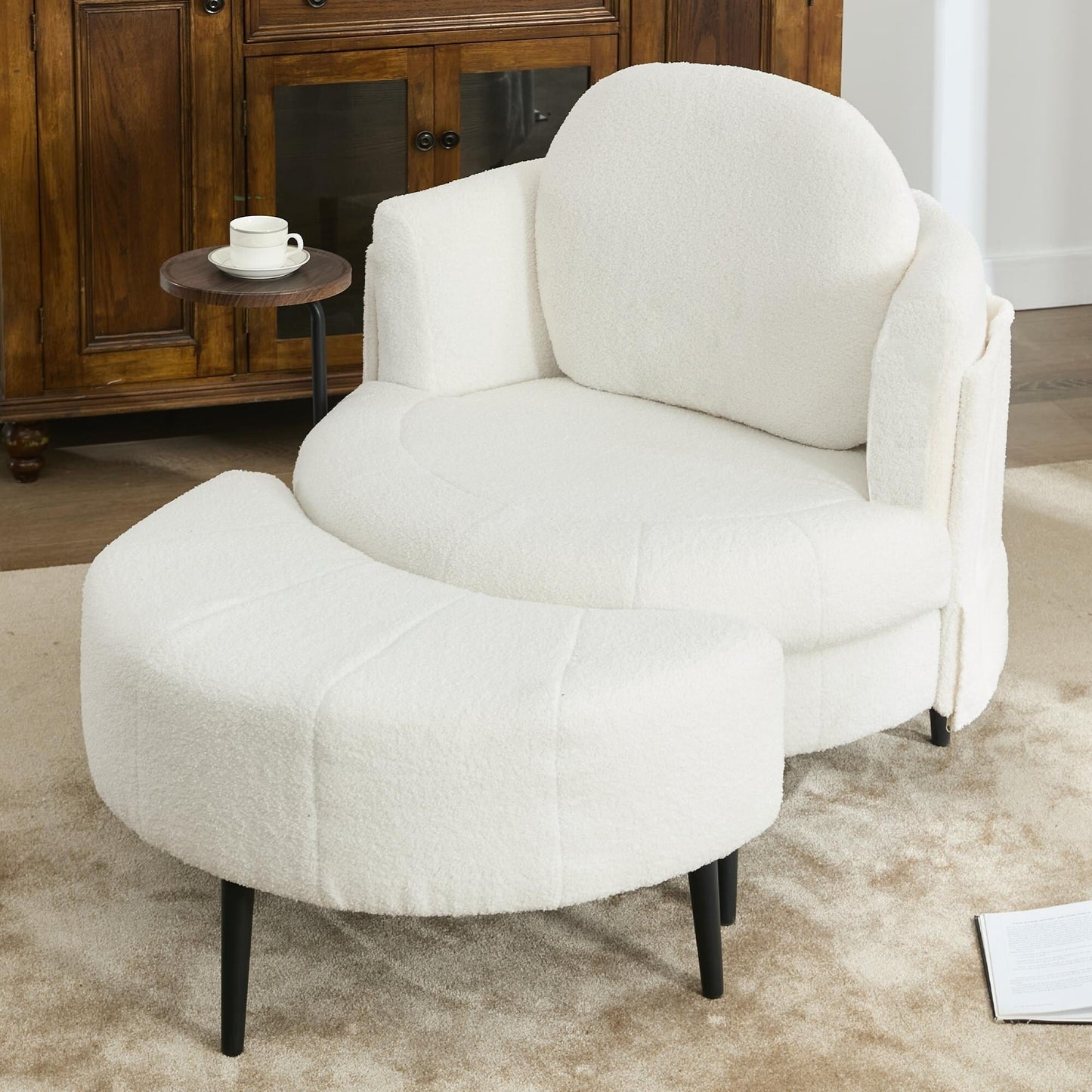 Fauteuil simple 42,5 avec repose-pieds mobile en forme de croissant