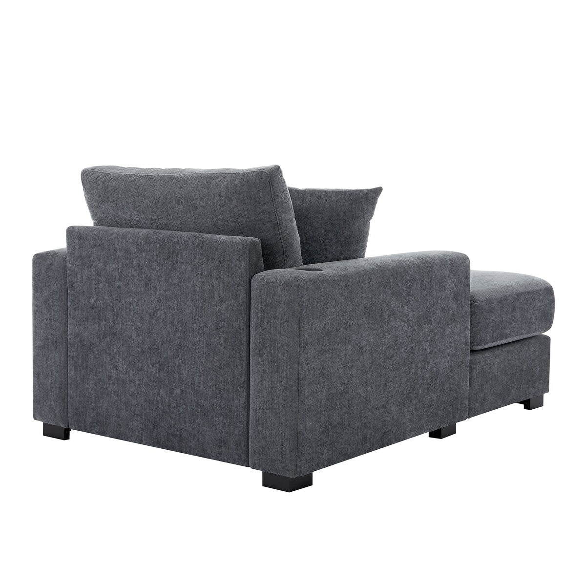 Canapé-lit surdimensionné de style moderne, avec coussins, station de charge et porte-gobelets, tissu chenille