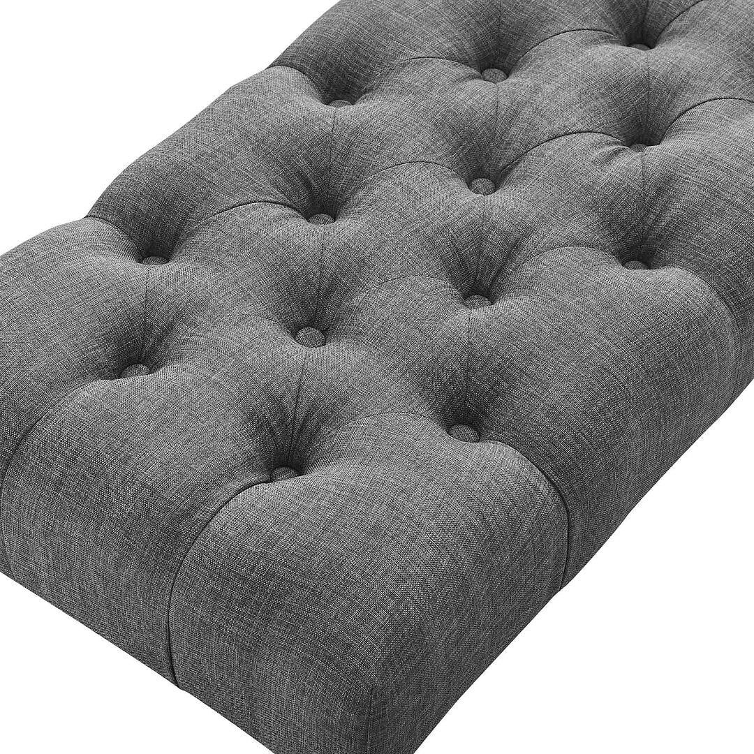 Banc de salle à manger contemporain en tissu capitonné à pieds tournés (48 x 16 x 19,5 pouces)