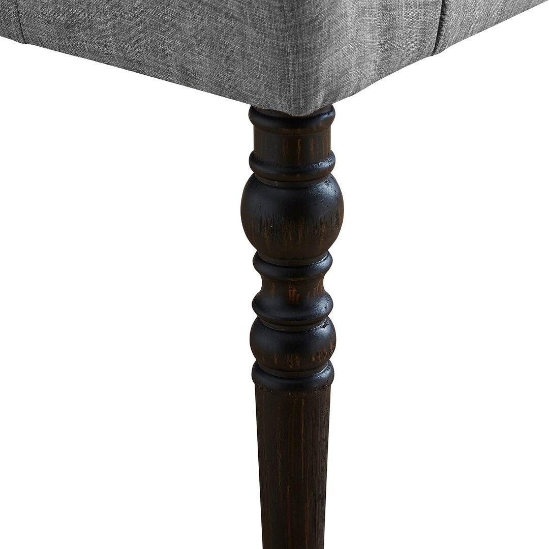 Banc de salle à manger contemporain en tissu capitonné à pieds tournés (48 x 16 x 19,5 pouces)