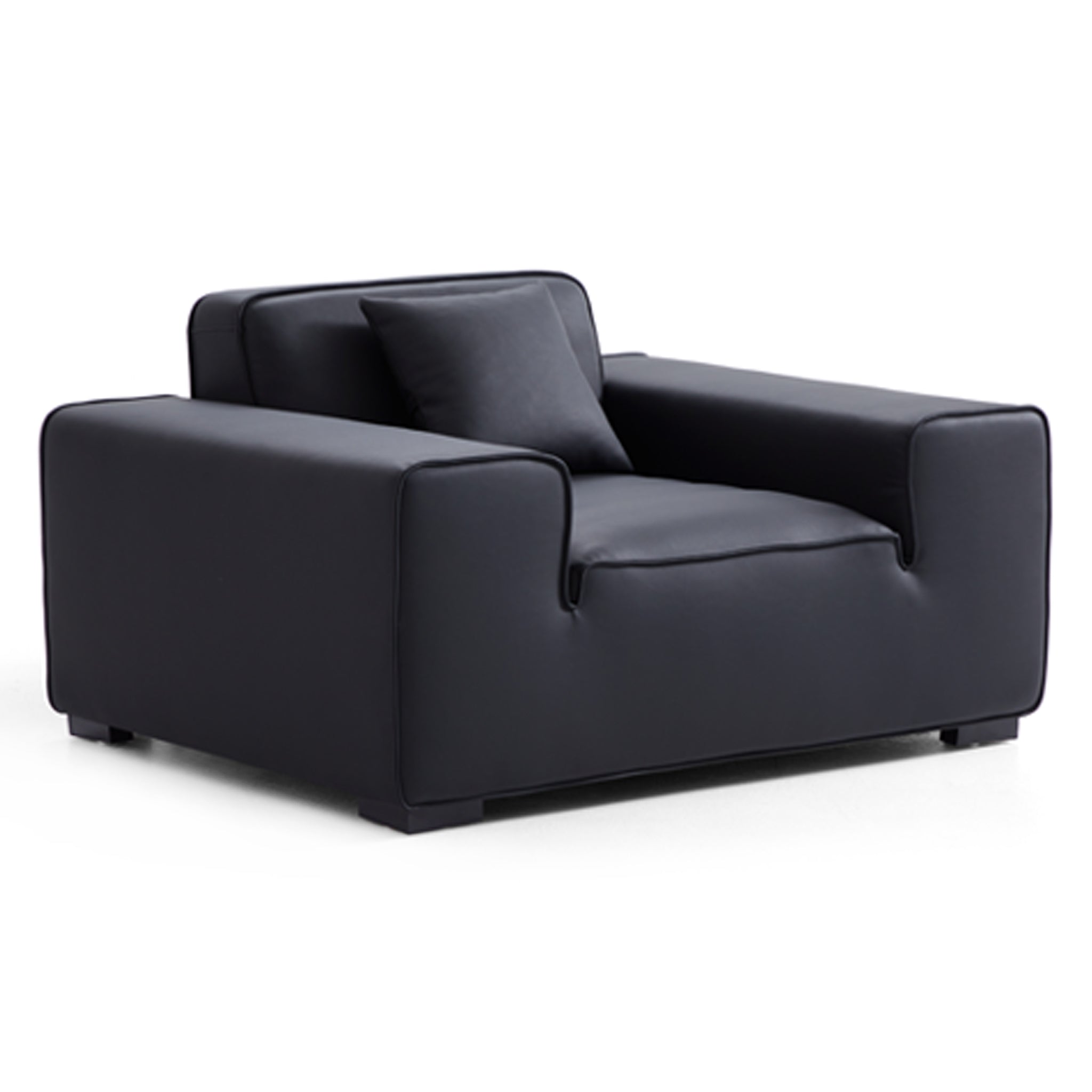 Domus Modular Black Leather Sofa Set