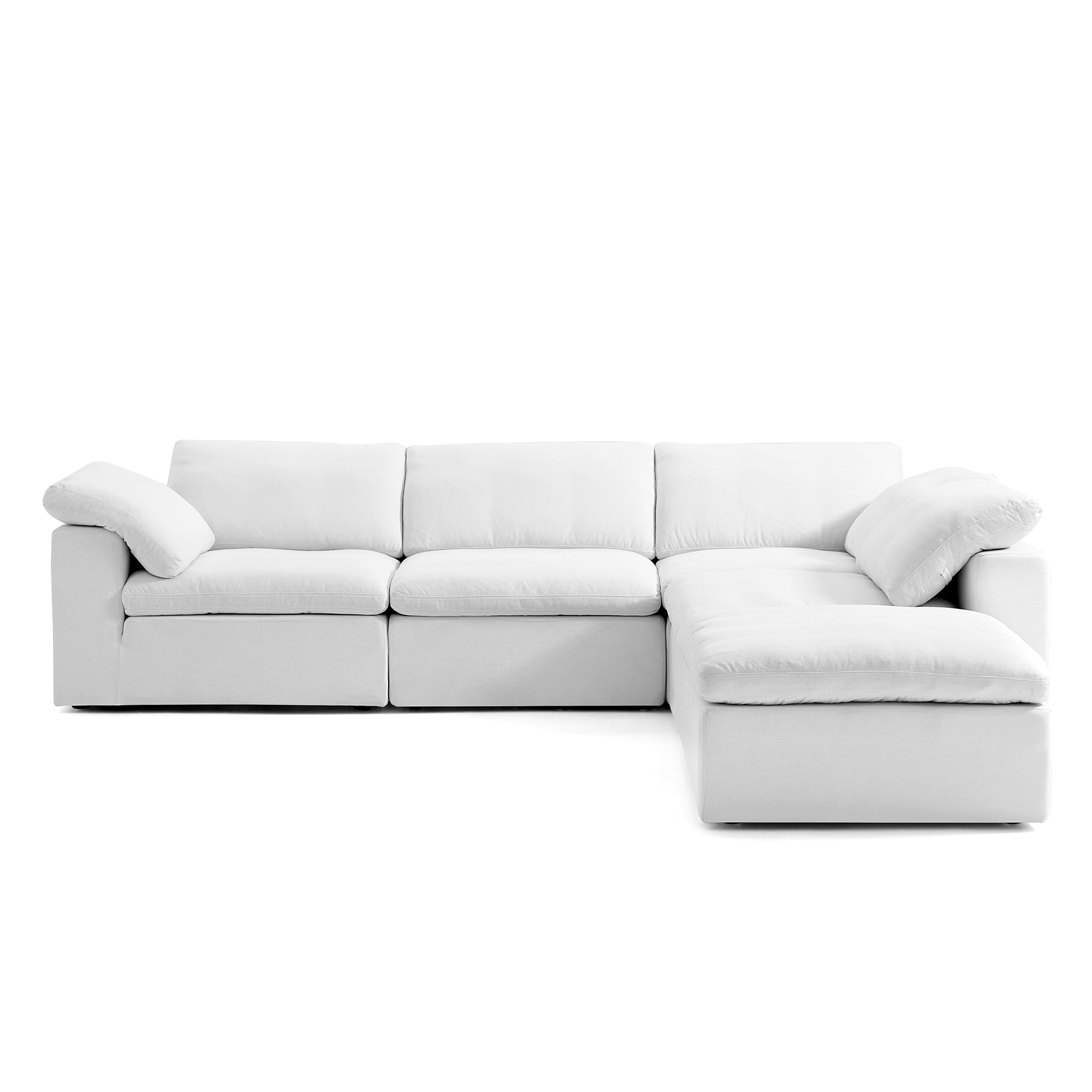 Tender Wabi-Sabi Gray L-Shaped Sectional and Ottoman