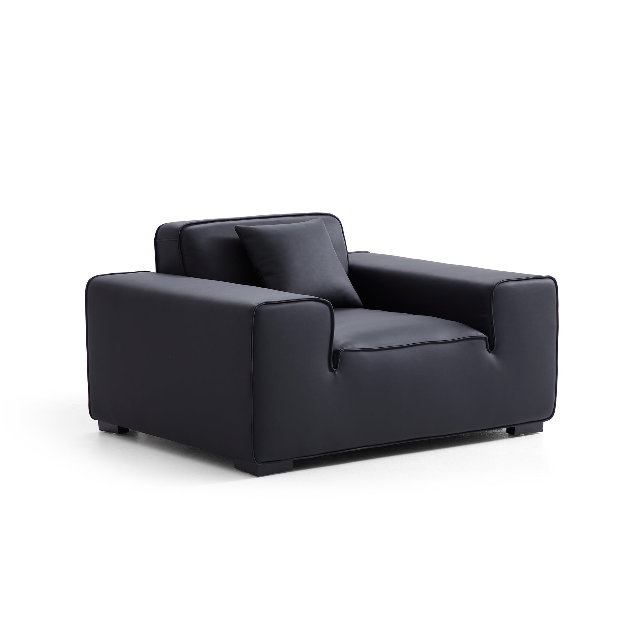 Domus Modular Black Leather Armchair