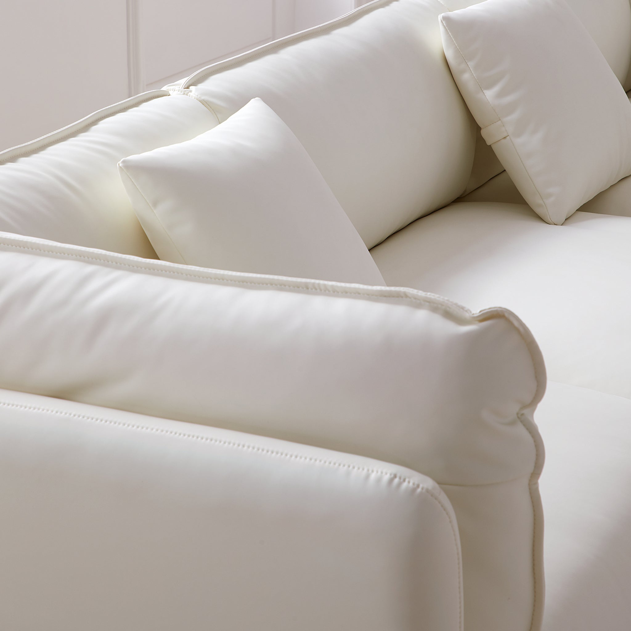 Vanilla White Leather Sectional