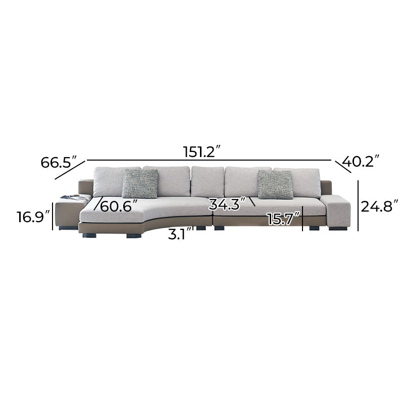 Arles Curved Gray Fabric Sectional