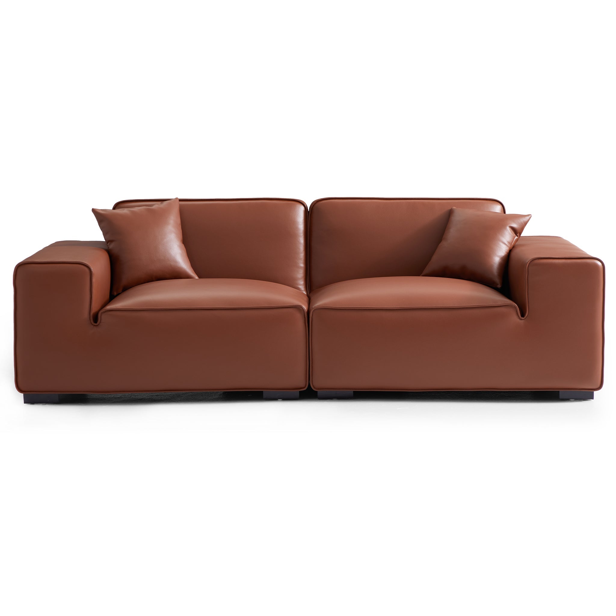 Domus Modular Black Leather Sofa