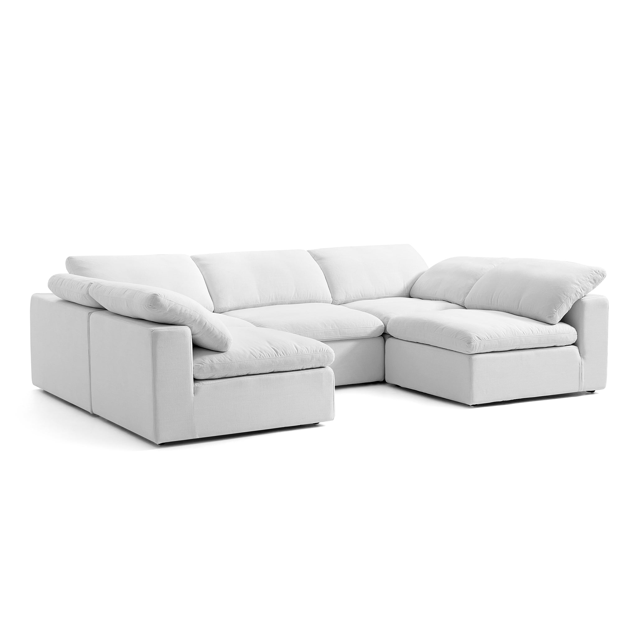 Tender Wabi-Sabi U-Shaped Beige Sectional with Open Ends