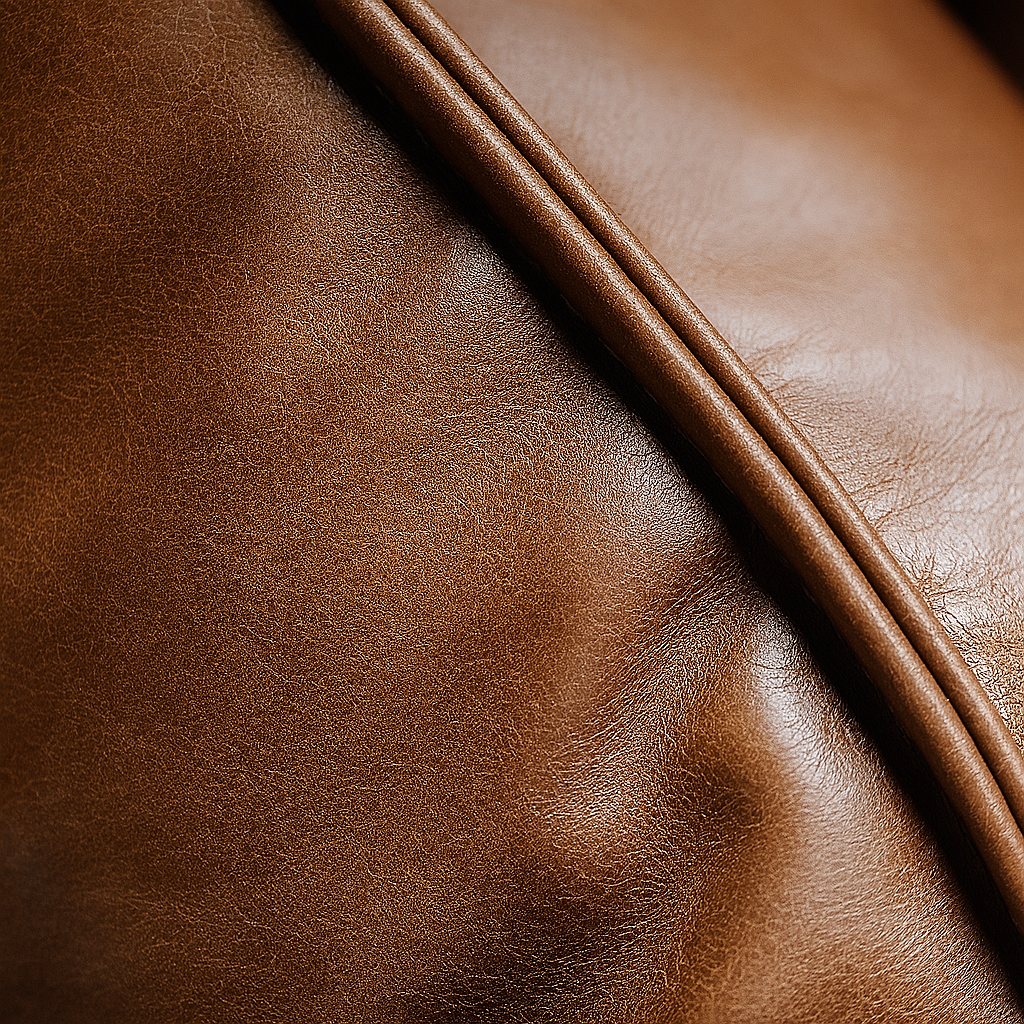 Vanilla Brown Leather U-Shaped Sectional