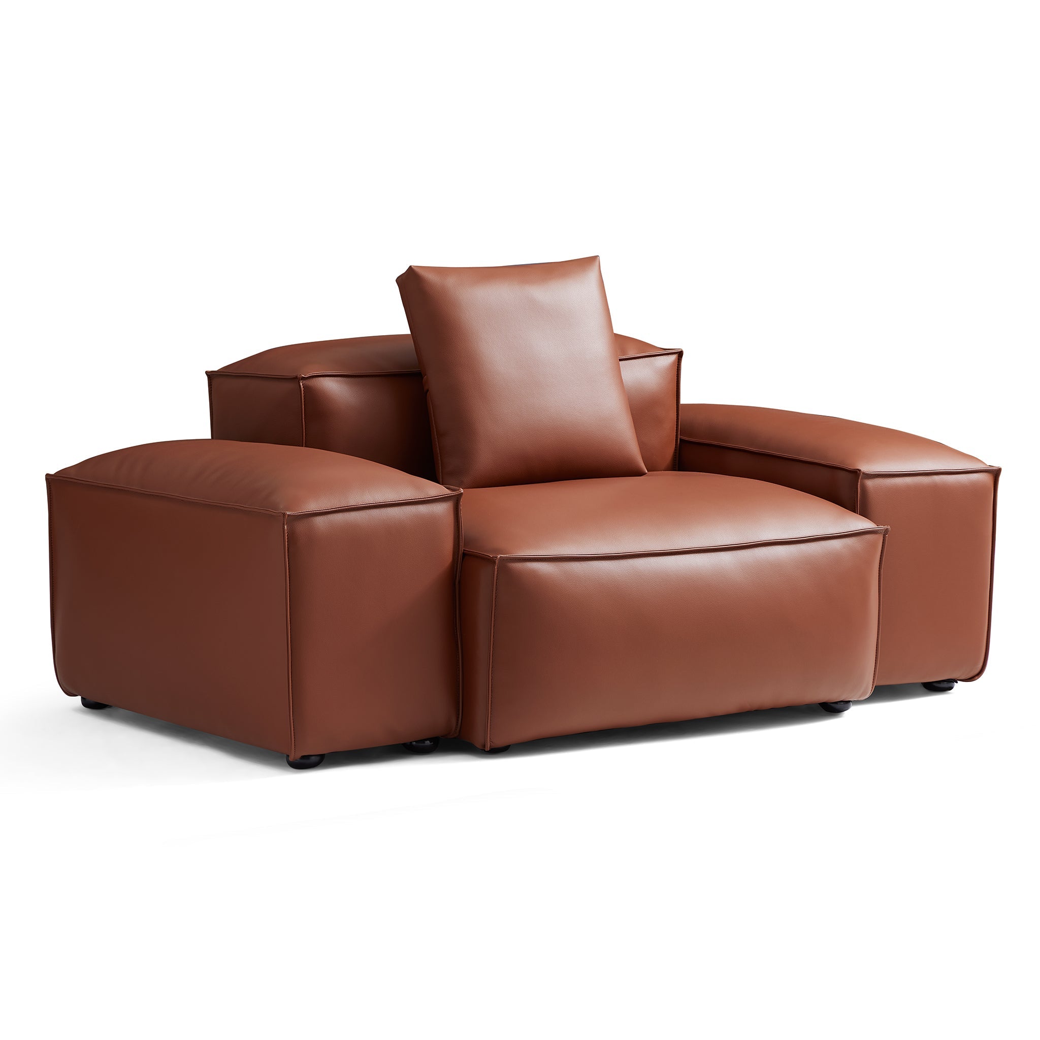 Cube Modular Brown Genuine Leather Armchair