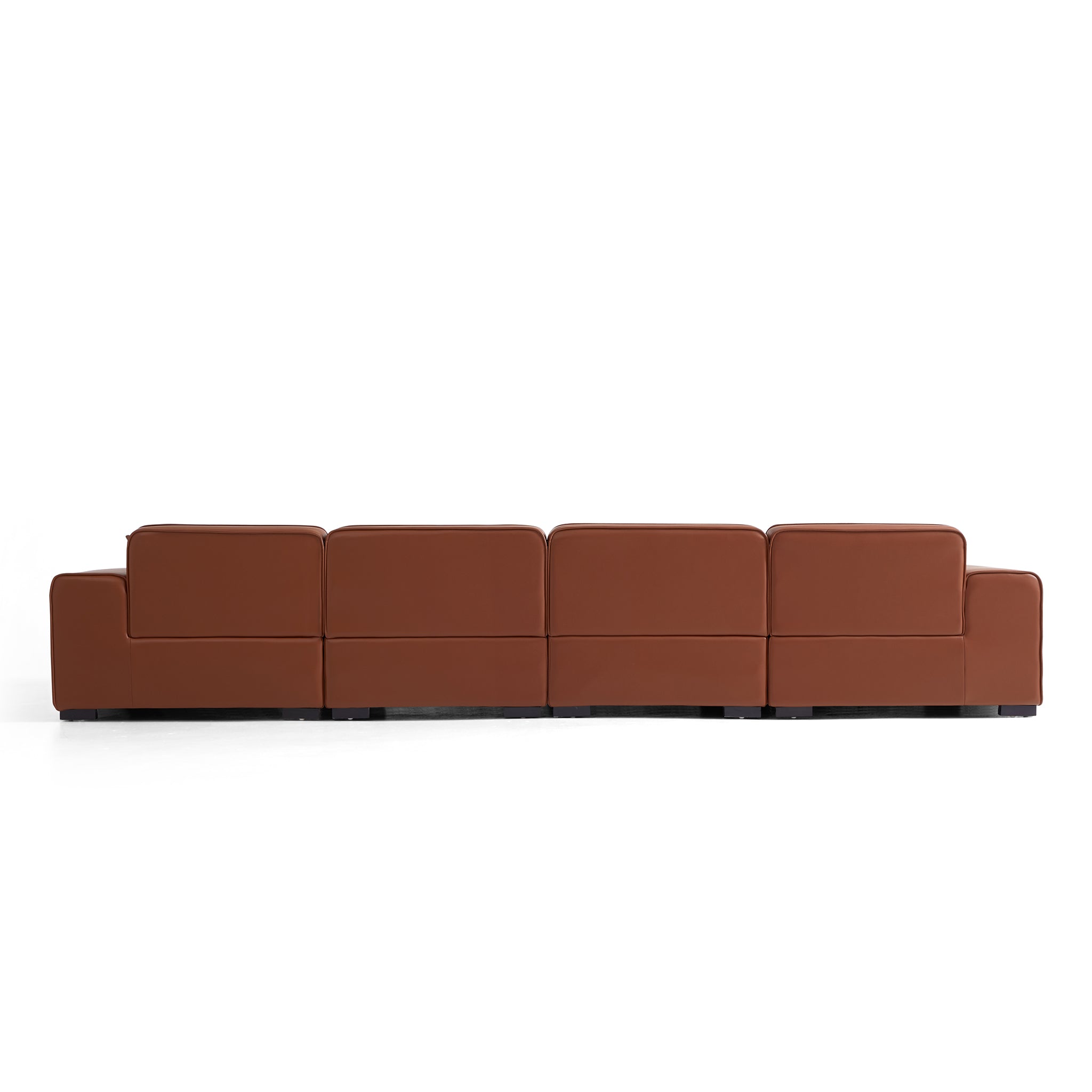 Domus Modular Brown Leather Double Chaise Sectional