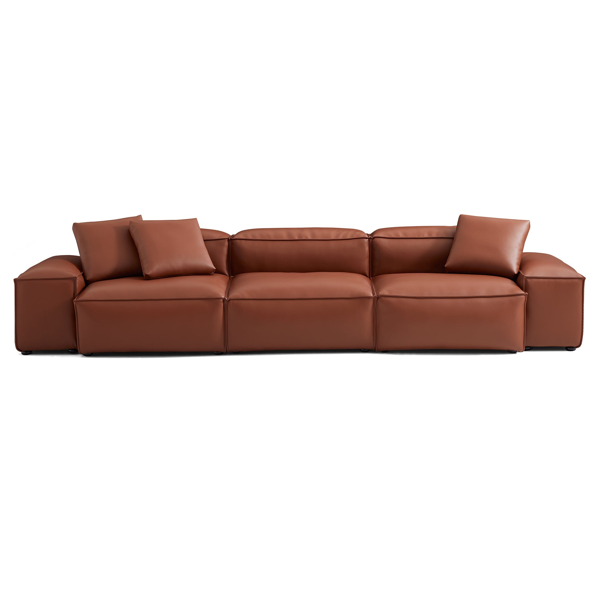 Cube Modular Brown Genuine Leather Sofa